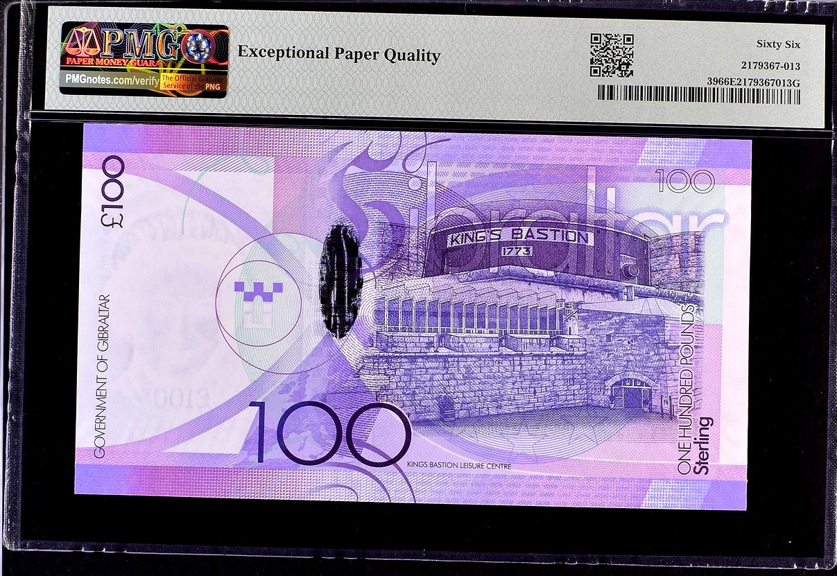 【Blue Auction】✨世界纸币精拍第344期——周日畅拍场【精】 【AAA首发冠倒置号少见】直布罗陀 2011年100镑 女王 最高值 PMG66EPQ 