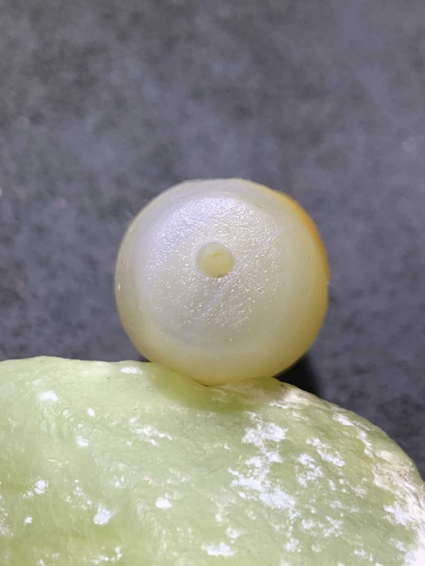精美高玉化亚光海洋玉髓手工俏色巧雕立地成佛意境大桶珠一个！