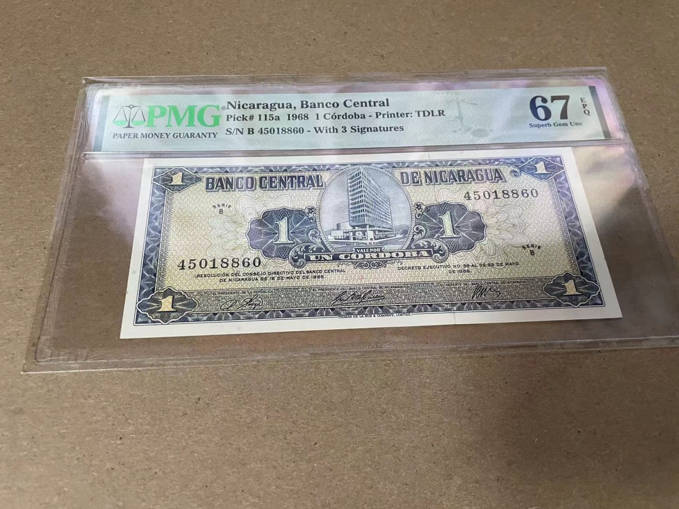 【Blue Auction】✨世界纸币精拍第344期——周日畅拍场【精】 尼加拉瓜 1968年1科多巴 PMG67EPQ 