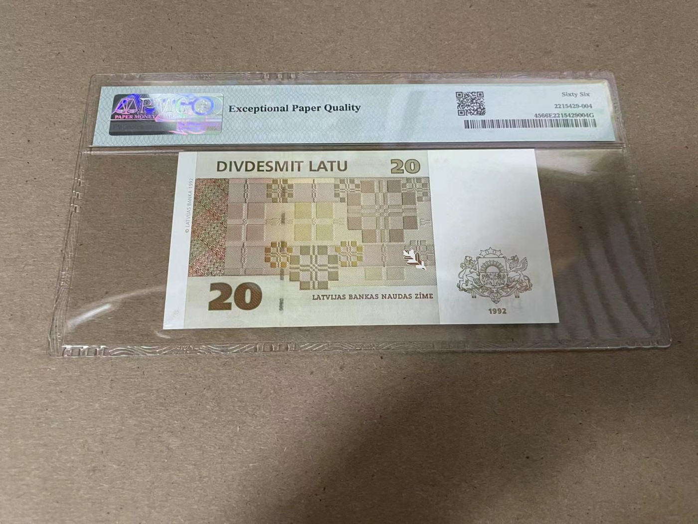 【Blue Auction】✨世界纸币精拍第344期——周日畅拍场【精】 拉脱维亚 1992年20拉图 PMG66EPQ 