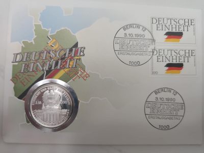 邮币封第五场 1990年德国统一银章邮币封