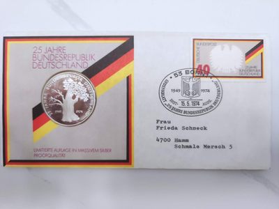 邮币封第五场 - 1974年联邦德国成立25周年大银章邮币封