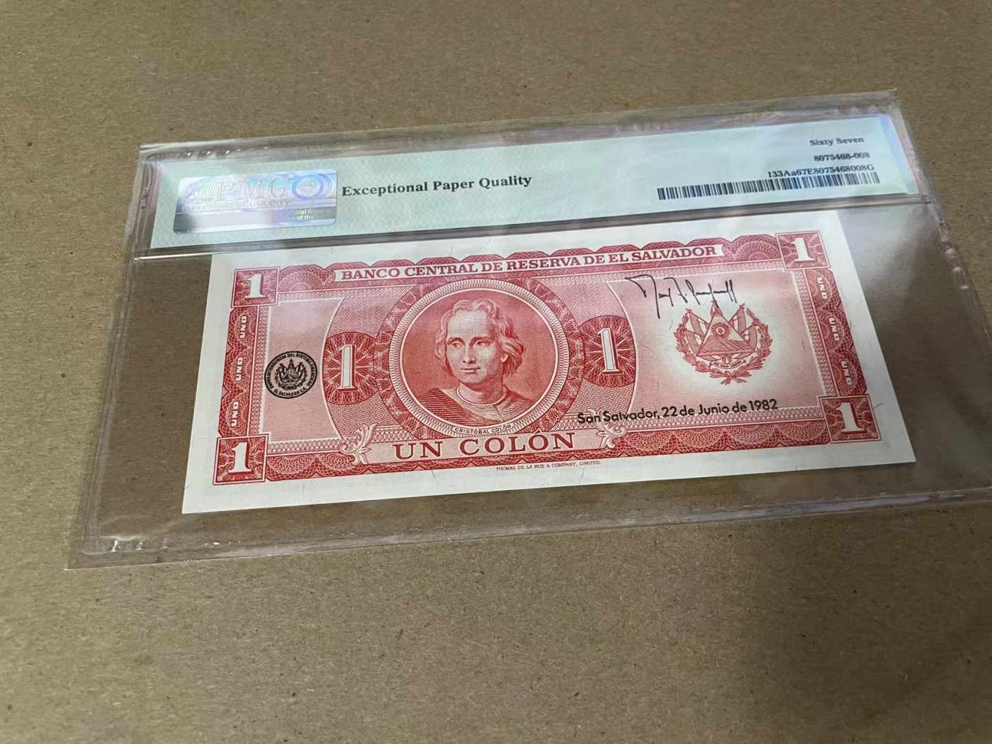 【Blue Auction】✨世界纸币精拍第344期——周日畅拍场【精】 萨尔瓦多 1982年1克朗 PMG67EPQ 