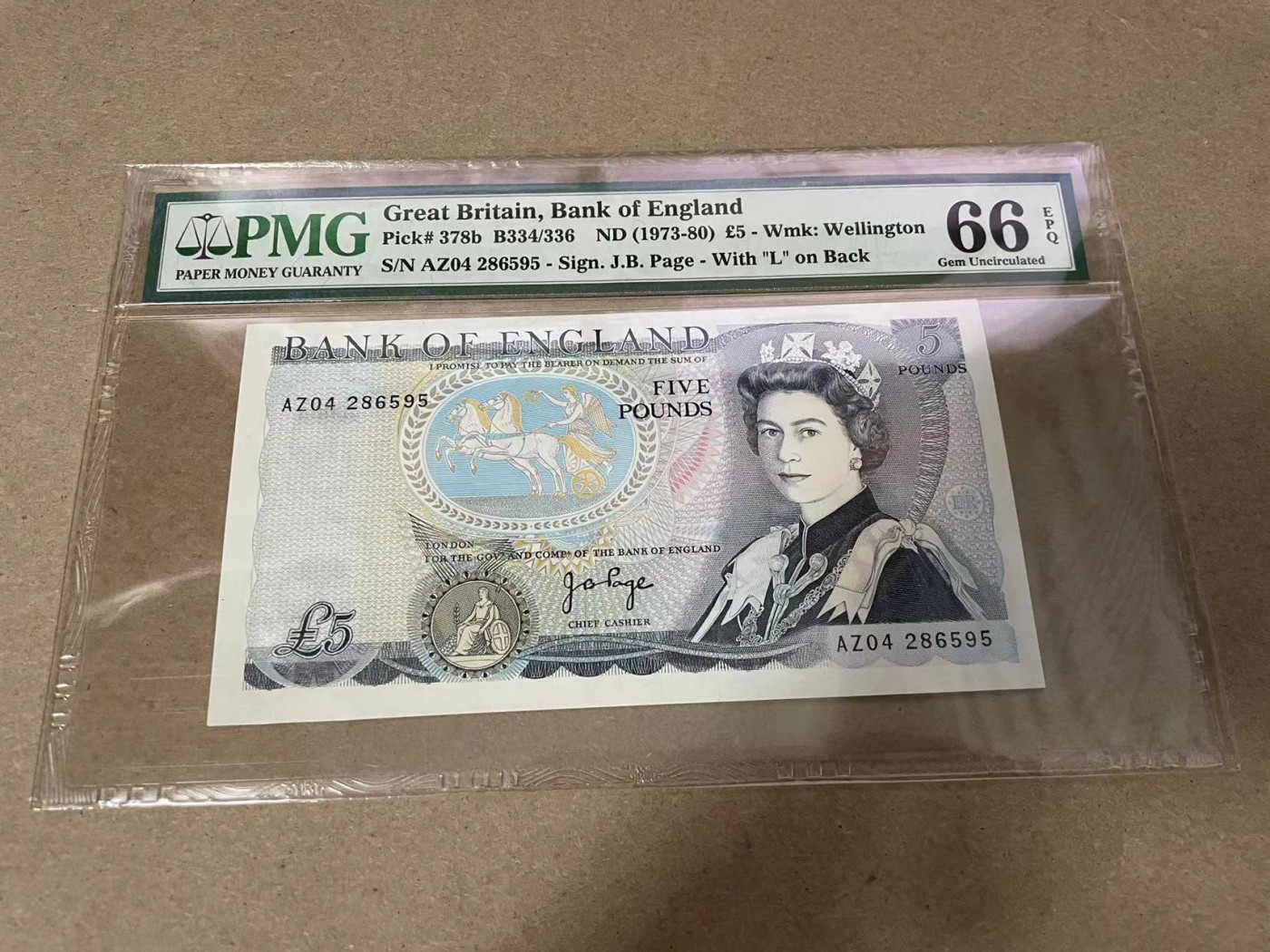 【Blue Auction】✨世界纸币精拍第344期——周日畅拍场【精】 英国 D序列 1973-80年5镑 PMG66EPQ 