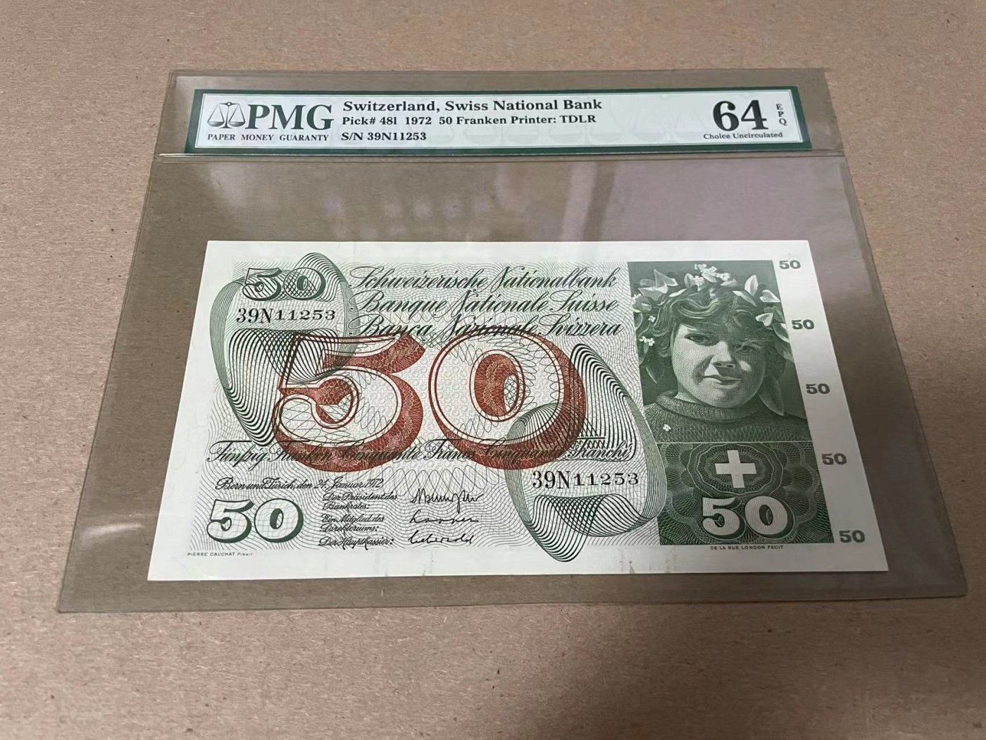【Blue Auction】✨世界纸币精拍第344期——周日畅拍场【精】 【无47】瑞士 1972年50法郎 PMG64EPQ 苹果园