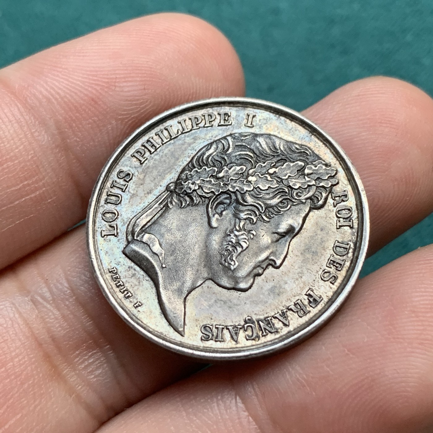 《竞宝斋》八角代币+章牌专场！第182场-周日，周一，周二 3场 (全场包邮) 法国坎特勒市政委员会银质代币，9.05g，7.3mm，船首边铭（1842-1845）