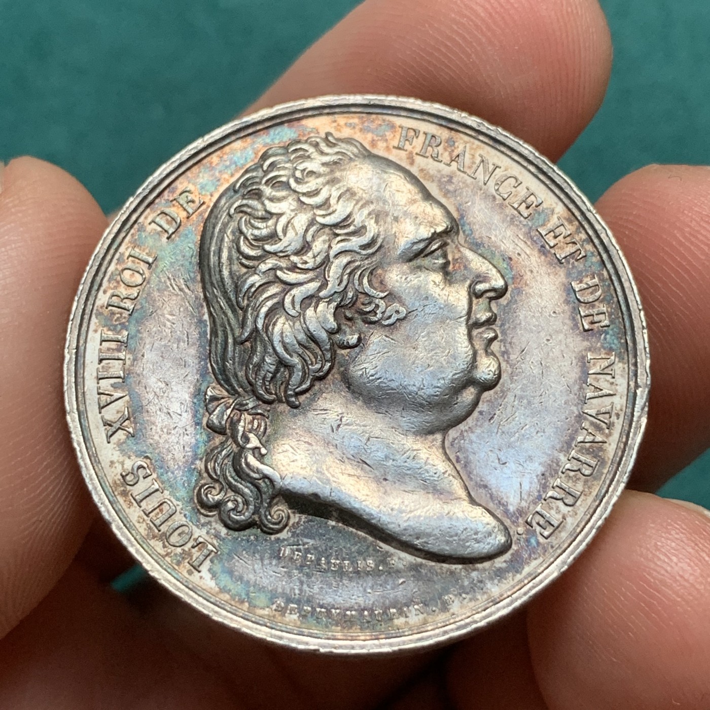 《竞宝斋》八角代币+章牌专场！第182场-周日，周一，周二 3场 (全场包邮) 法国路易十八波尔多商会银质jeton，22.61g，35.2mm，1832年之前无边铭