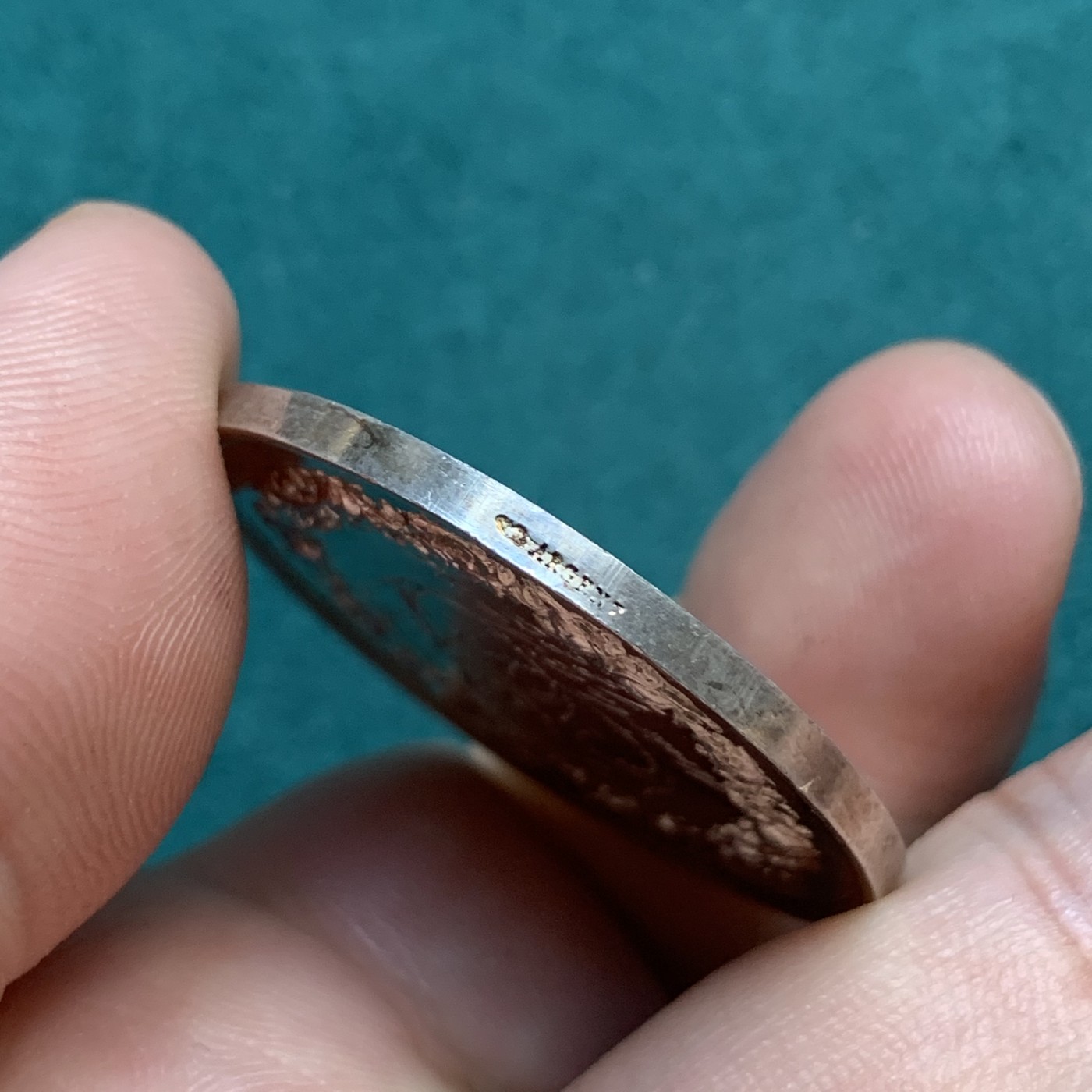 《竞宝斋》八角代币+章牌专场！第182场-周日，周一，周二 3场 (全场包邮) 法国结婚纪念银章，17.89g，34.8mm，丰饶角边铭