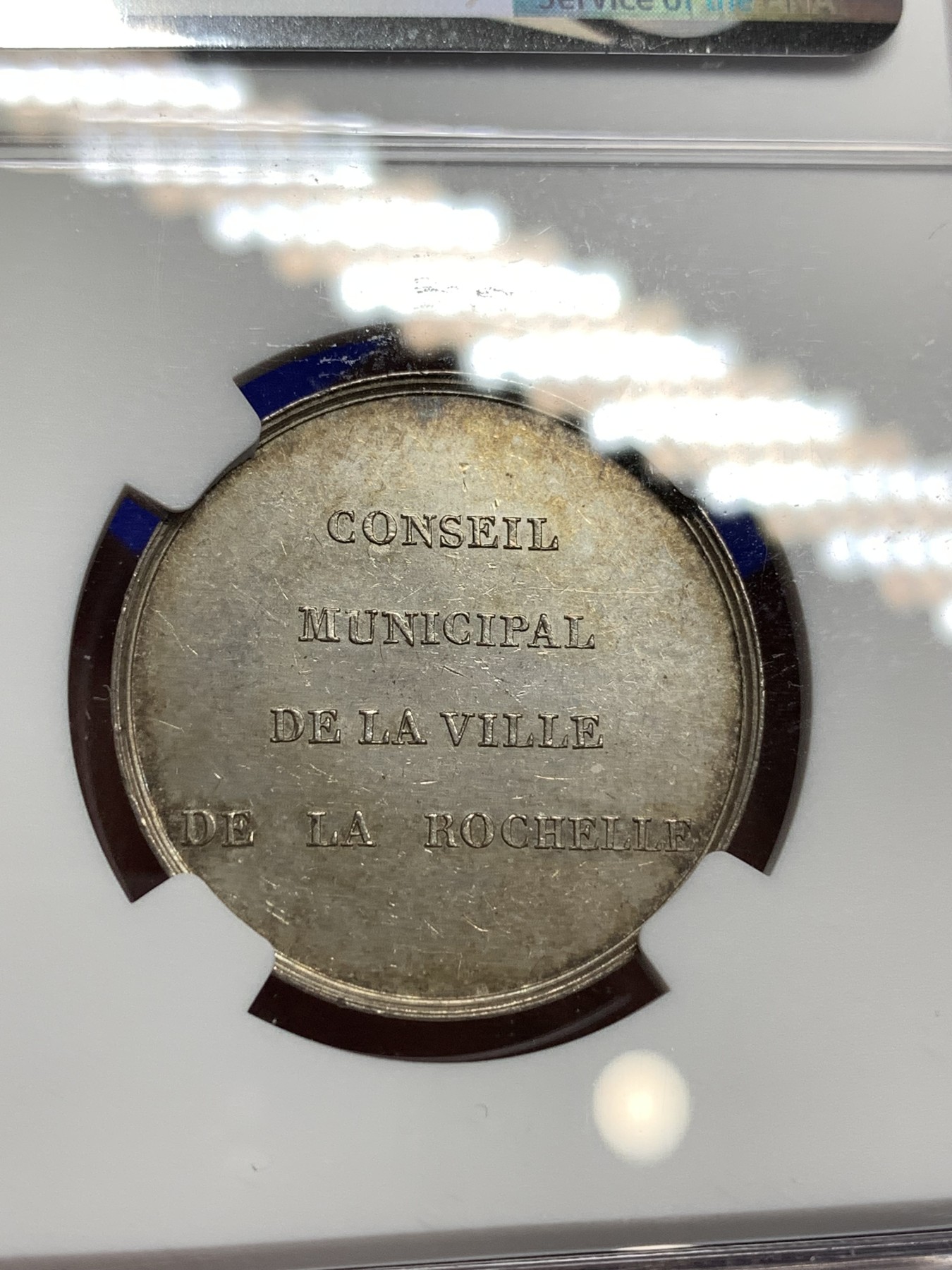 《竞宝斋》八角代币+章牌专场！第182场-周日，周一，周二 3场 (全场包邮) NGC MS62 法国1836年拉罗谢尔商会银质代用币 包浆好 细节丰富