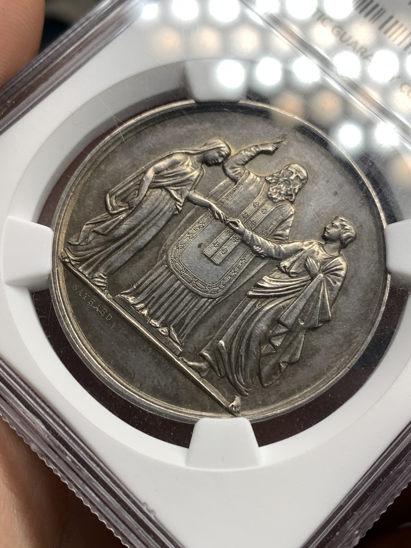 《竞宝斋》八角代币+章牌专场！第182场-周日，周一，周二 3场 (全场包邮) NGC MS62 法国 少见版 大型婚章 背面带花体刻字 非常不错