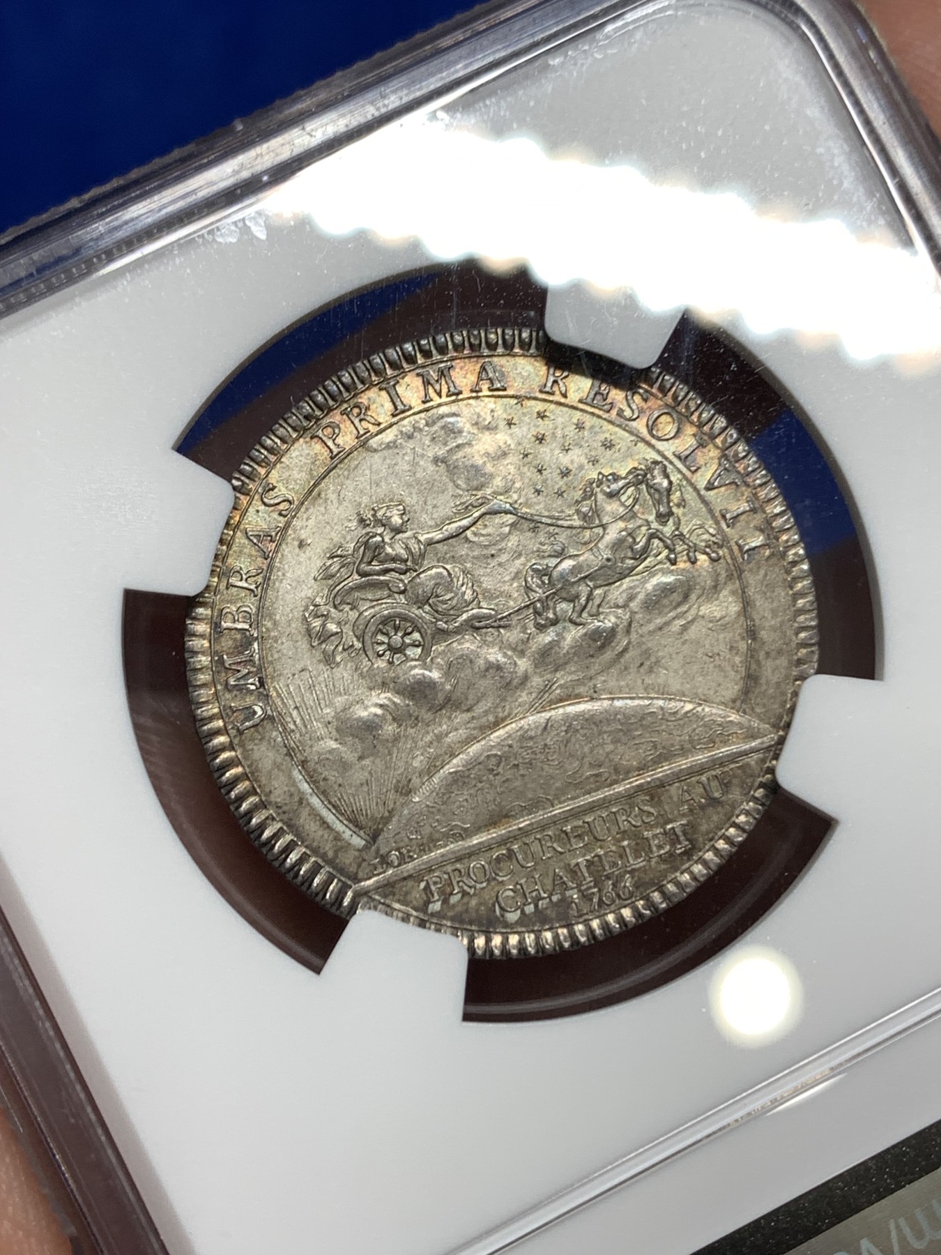 《竞宝斋》八角代币+章牌专场！第182场-周日，周一，周二 3场 (全场包邮) NGC-MS62 法国18世纪夏莱特检察官银质jeton，经典的天马行空设计