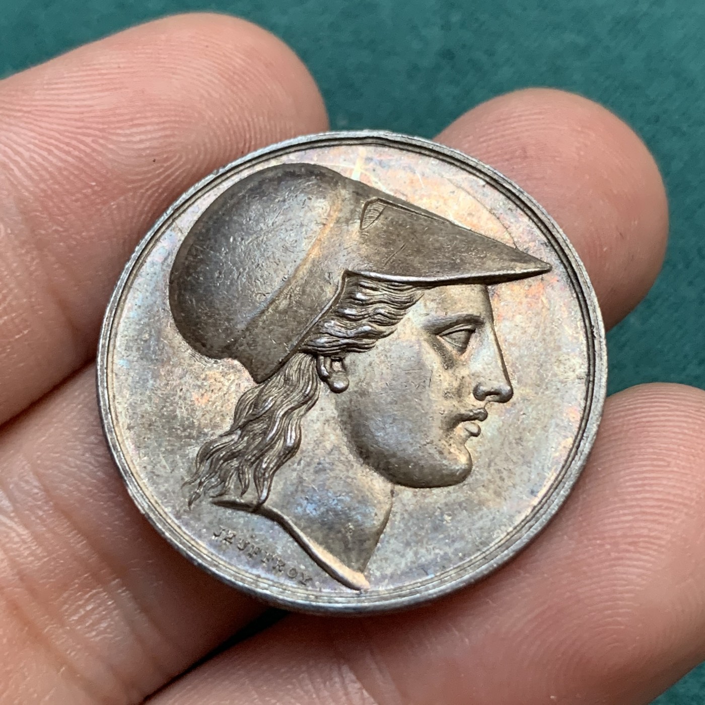 《竞宝斋》八角代币+章牌专场！第182场-周日，周一，周二 3场 (全场包邮) 法国鲁昂自由模拟社会银质jeton，8.27g，29mm，烟斗边铭