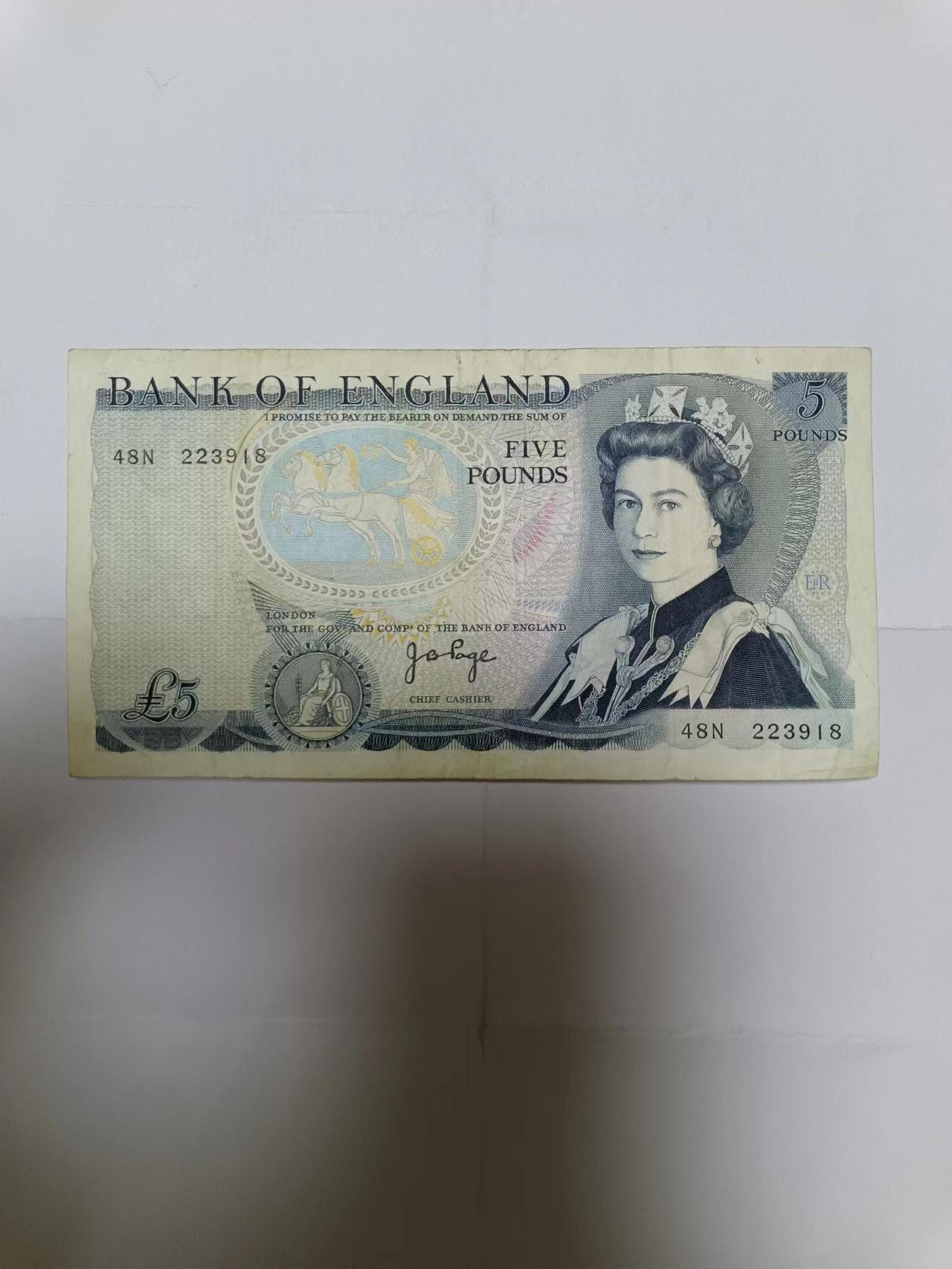 【20230713】非全新纸币第四十一场 英国D序列5镑