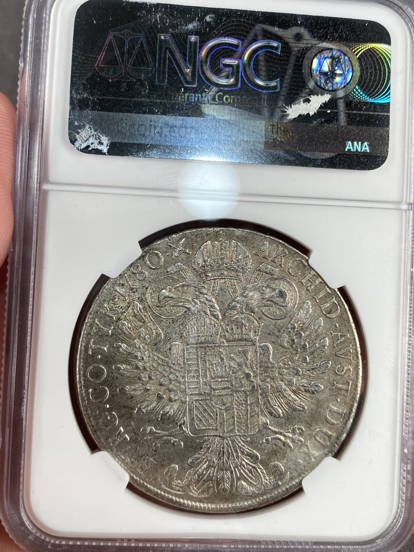 万国钱币拍卖第012期（视频直播专场） NGC AU55 奥地利1780大奶妈1泰勒银币，米兰版，1820年左右铸造。