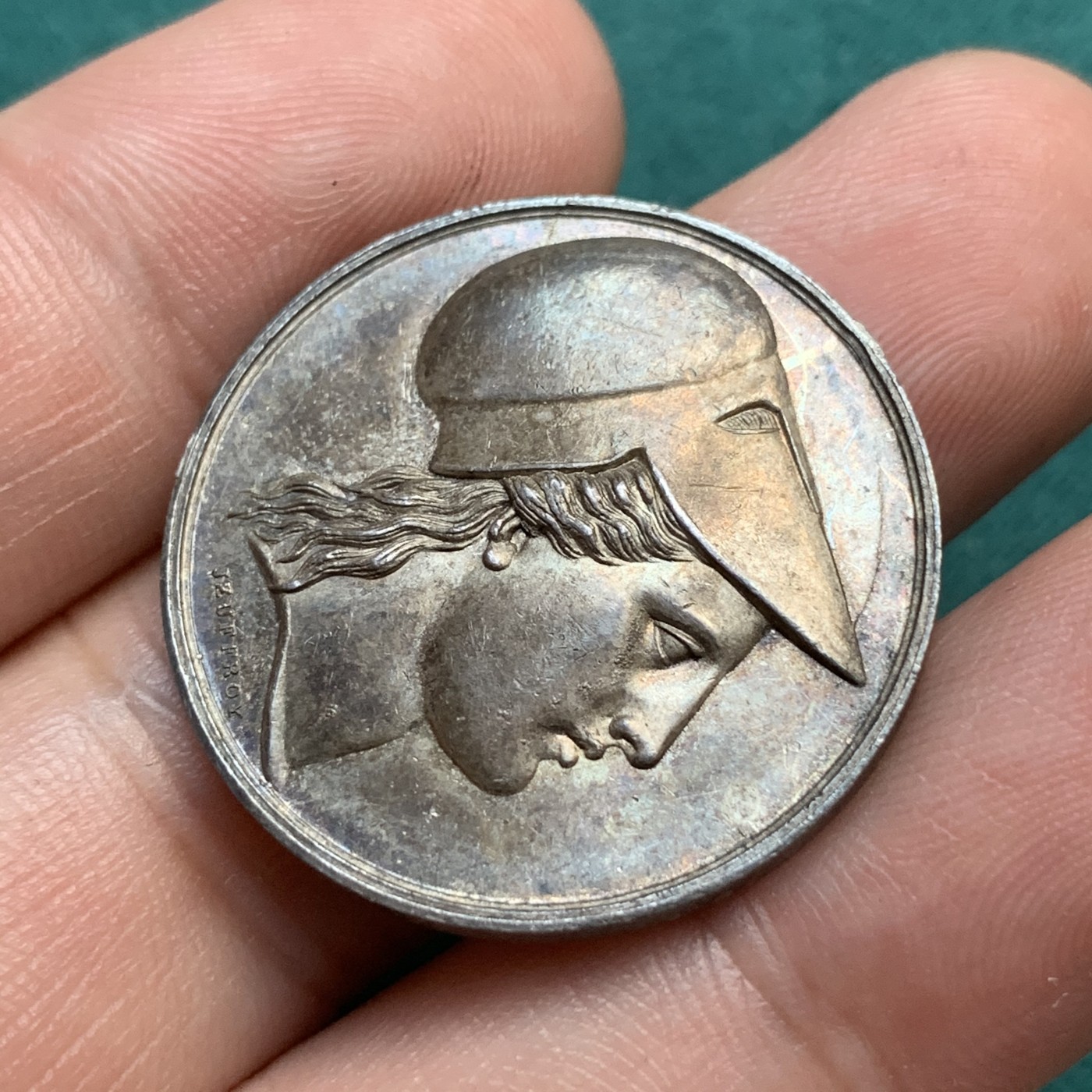 《竞宝斋》八角代币+章牌专场！第182场-周日，周一，周二 3场 (全场包邮) 法国鲁昂自由模拟社会银质jeton，8.27g，29mm，烟斗边铭