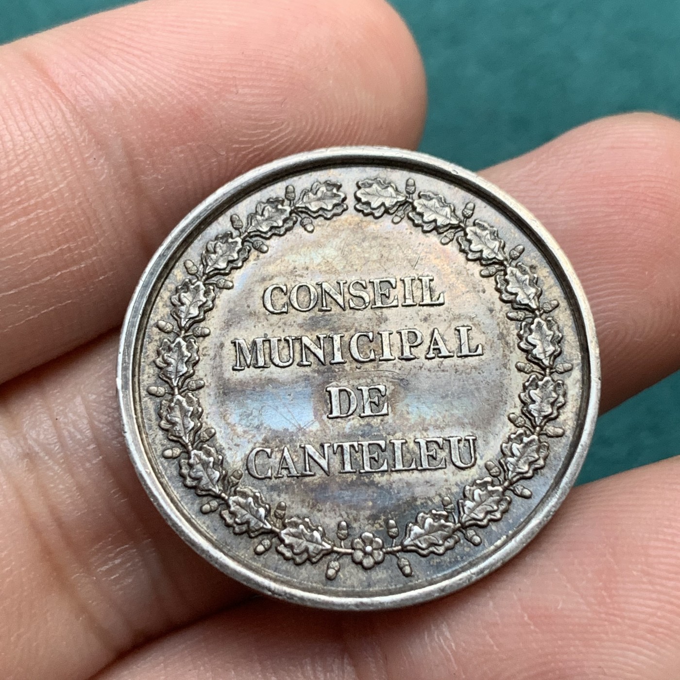 《竞宝斋》八角代币+章牌专场！第182场-周日，周一，周二 3场 (全场包邮) 法国坎特勒市政委员会银质代币，9.05g，7.3mm，船首边铭（1842-1845）