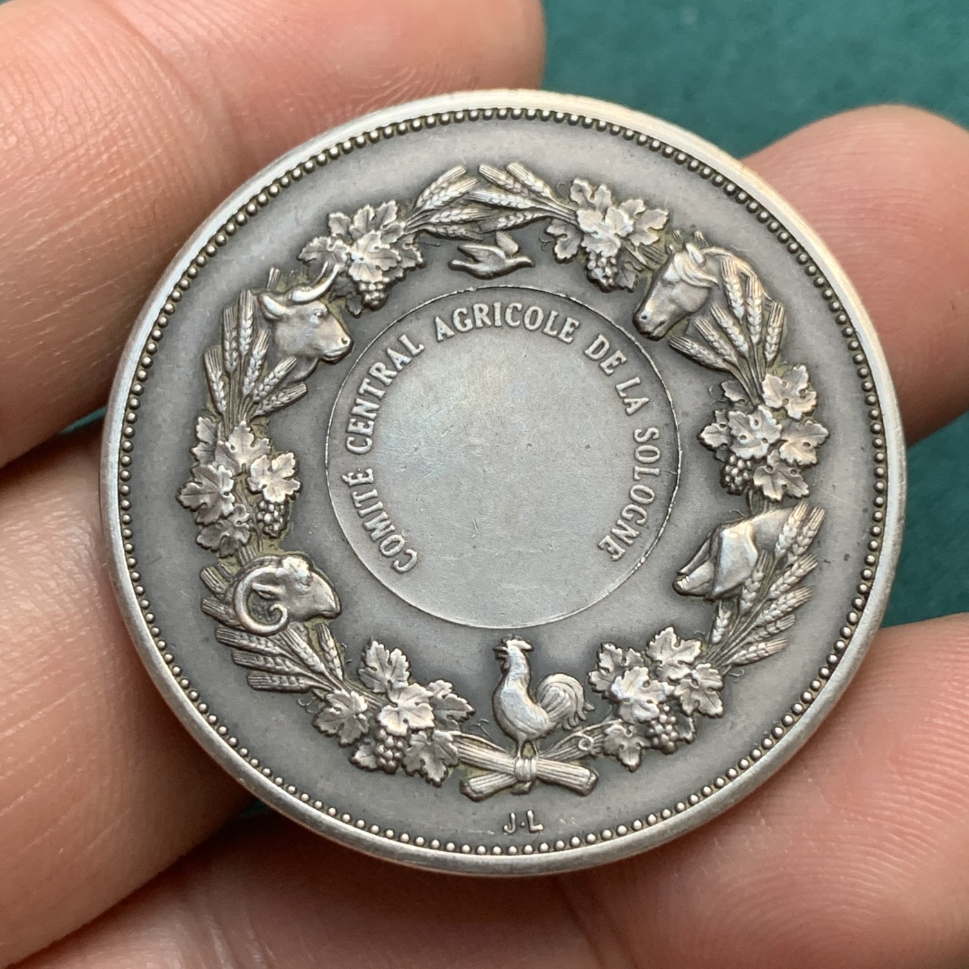 《竞宝斋》八角代币+章牌专场！第182场-周日，周一，周二 3场 (全场包邮) 法国农业协会播种银章，23.67g，36.5mm，丰饶角边铭