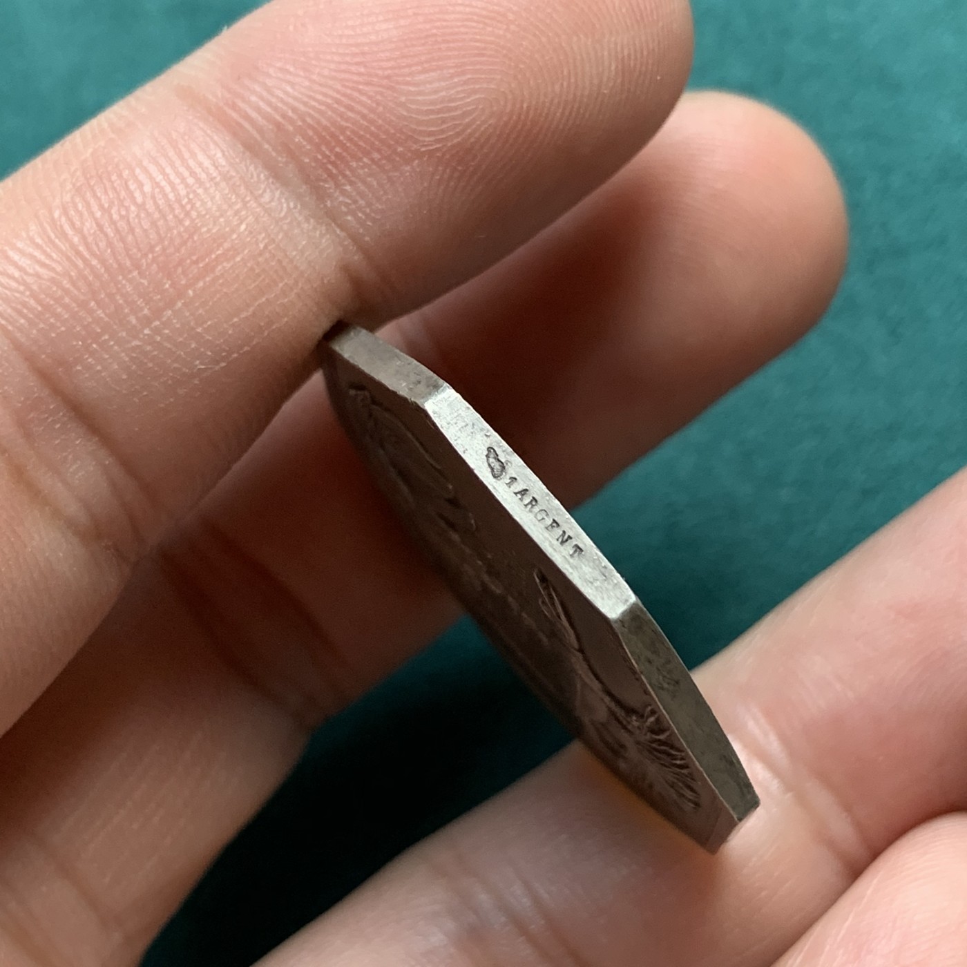 《竞宝斋》八角代币+章牌专场！第182场-周日，周一，周二 3场 (全场包邮) 法国八角银质代币jeton，嘉德地区科学与艺术学院，13.90g，32.5mm，丰饶角+1银标