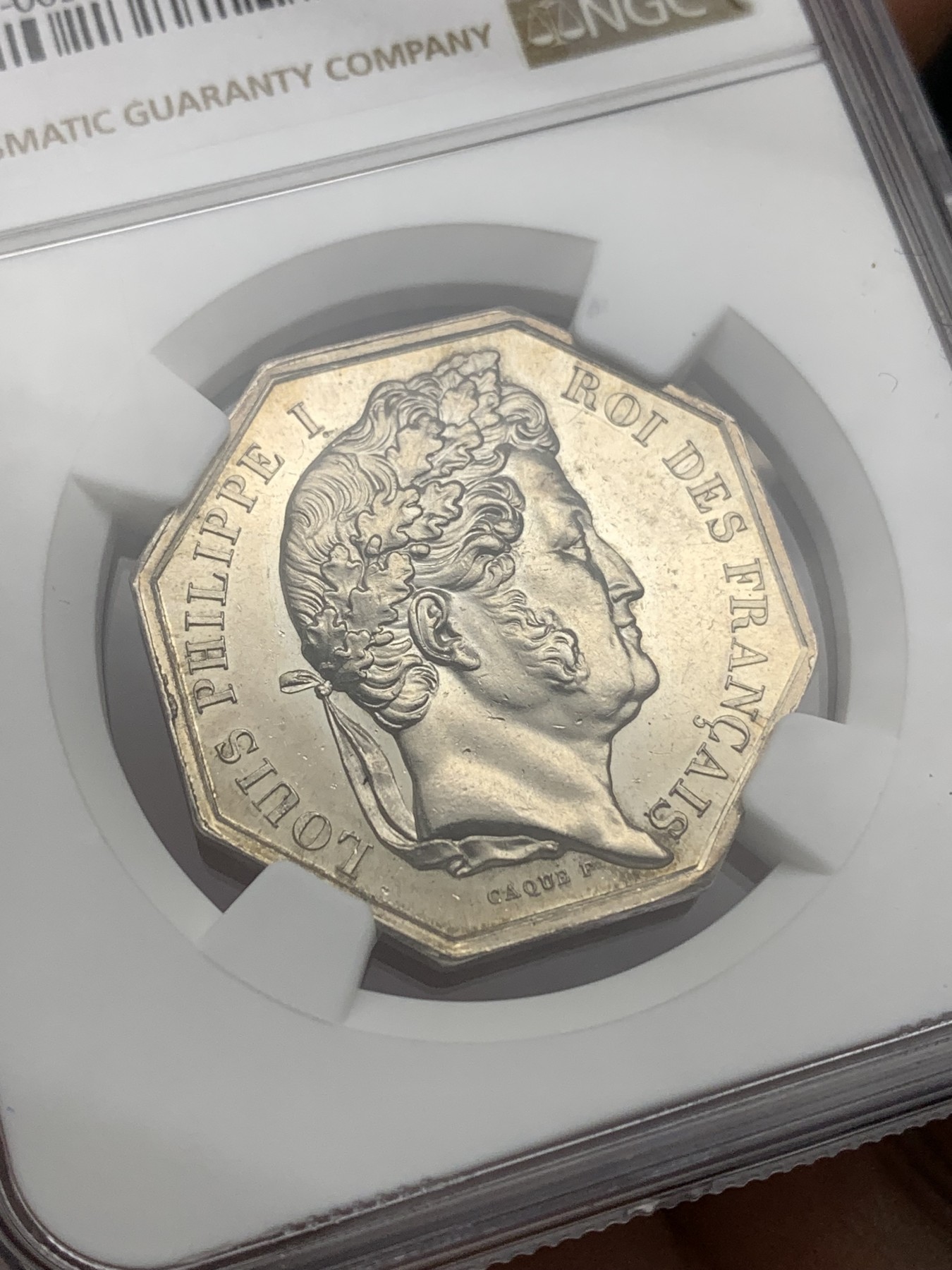 《竞宝斋》八角代币+章牌专场！第182场-周日，周一，周二 3场 (全场包邮) NGC MS62 法国 法兰西 菲利普像 银质八角代币 少见品种 盔甲细腻