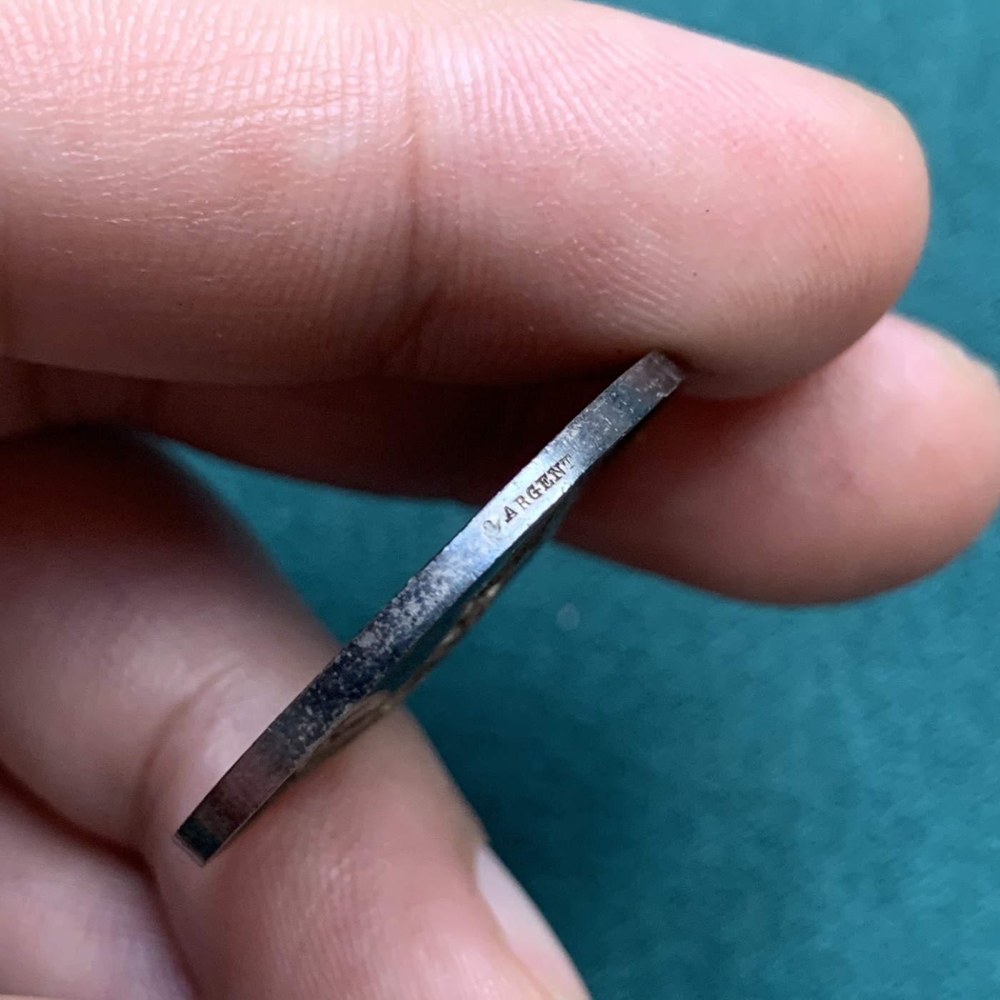 《竞宝斋》八角代币+章牌专场！第182场-周日，周一，周二 3场 (全场包邮) 法国鲁昂自由模拟社会银质jeton，8.27g，29mm，烟斗边铭