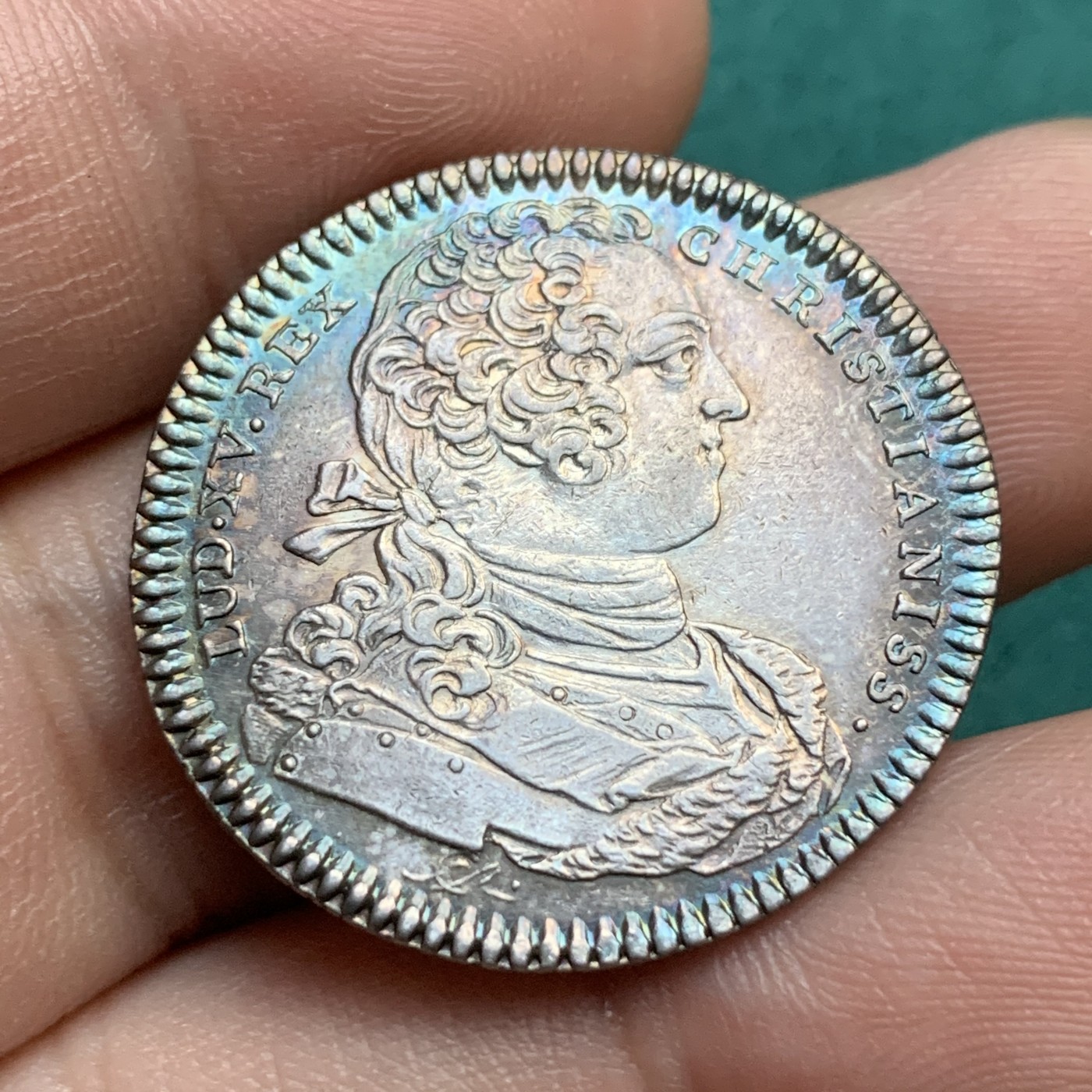 《竞宝斋》八角代币+章牌专场！第182场-周日，周一，周二 3场 (全场包邮) 少见的法国路易十五时期国王的马厩银质jeton，7.12g，29mm，铭文：战争与和平都是好的