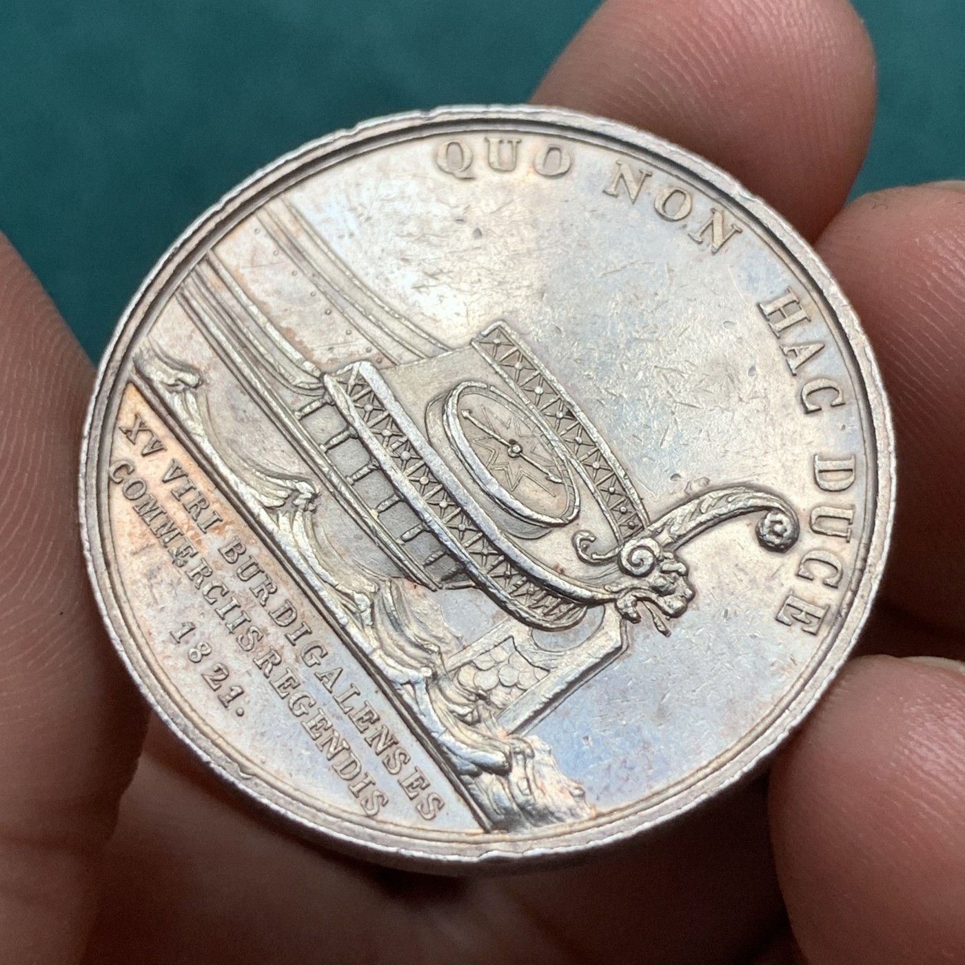 《竞宝斋》八角代币+章牌专场！第182场-周日，周一，周二 3场 (全场包邮) 法国路易十八波尔多商会银质jeton，22.61g，35.2mm，1832年之前无边铭