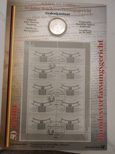 邮币封第五场 2001年德国十马克银币邮币封