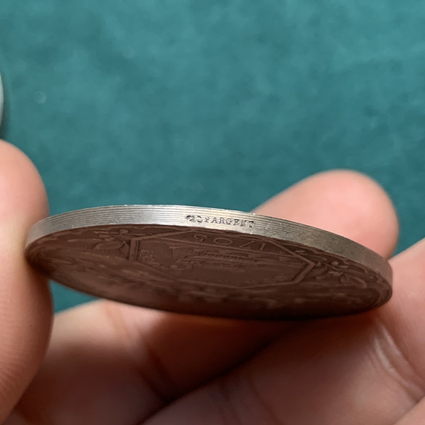 《竞宝斋》八角代币+章牌专场！第182场-周日，周一，周二 3场 (全场包邮) 少见的法国波尔多商会银章，29.34g，40mm，丰饶角+2银标，正反面均细节丰富，品相完好