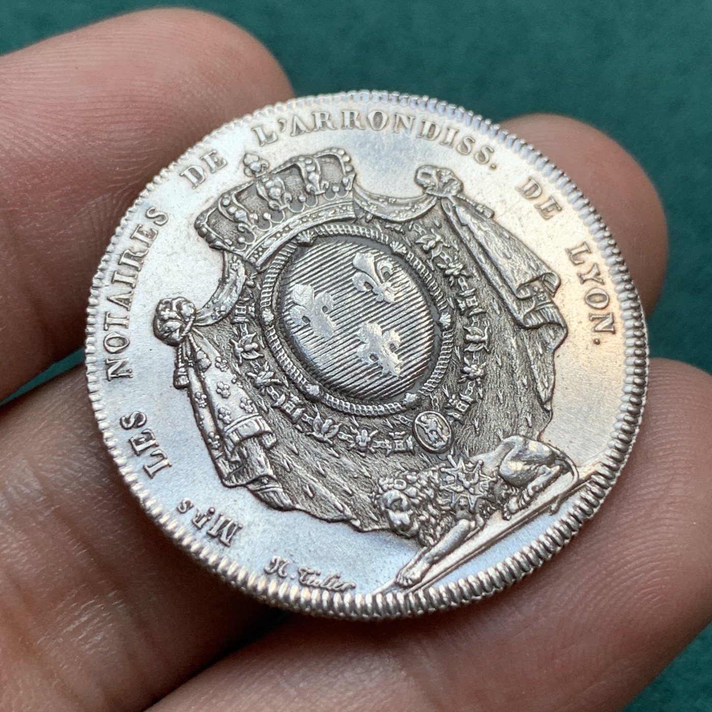 《竞宝斋》八角代币+章牌专场！第182场-周日，周一，周二 3场 (全场包邮) 法国1812年拿破仑时期里昂公证人，12.32g，32mm