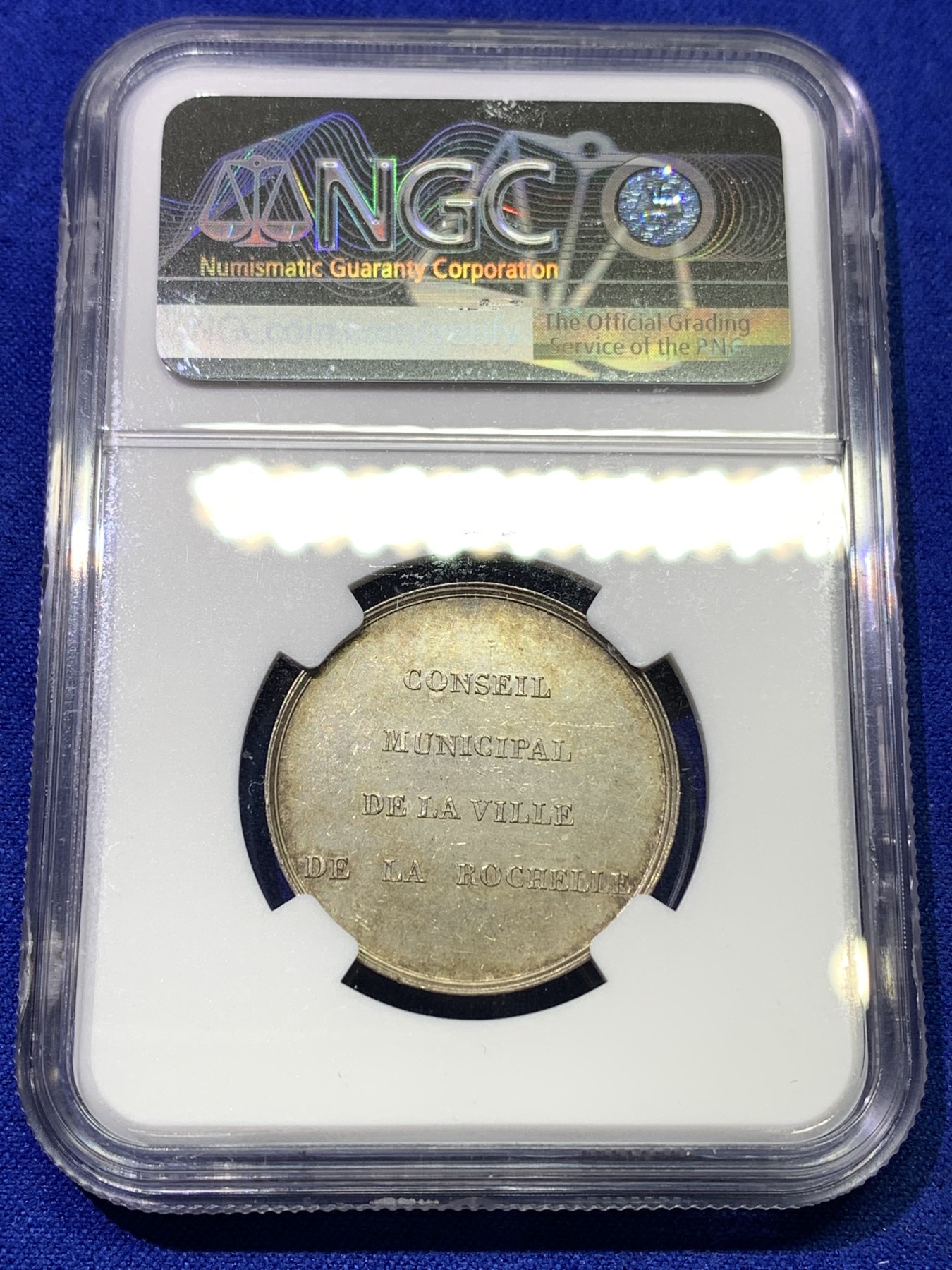 《竞宝斋》八角代币+章牌专场！第182场-周日，周一，周二 3场 (全场包邮) NGC MS62 法国1836年拉罗谢尔商会银质代用币 包浆好 细节丰富