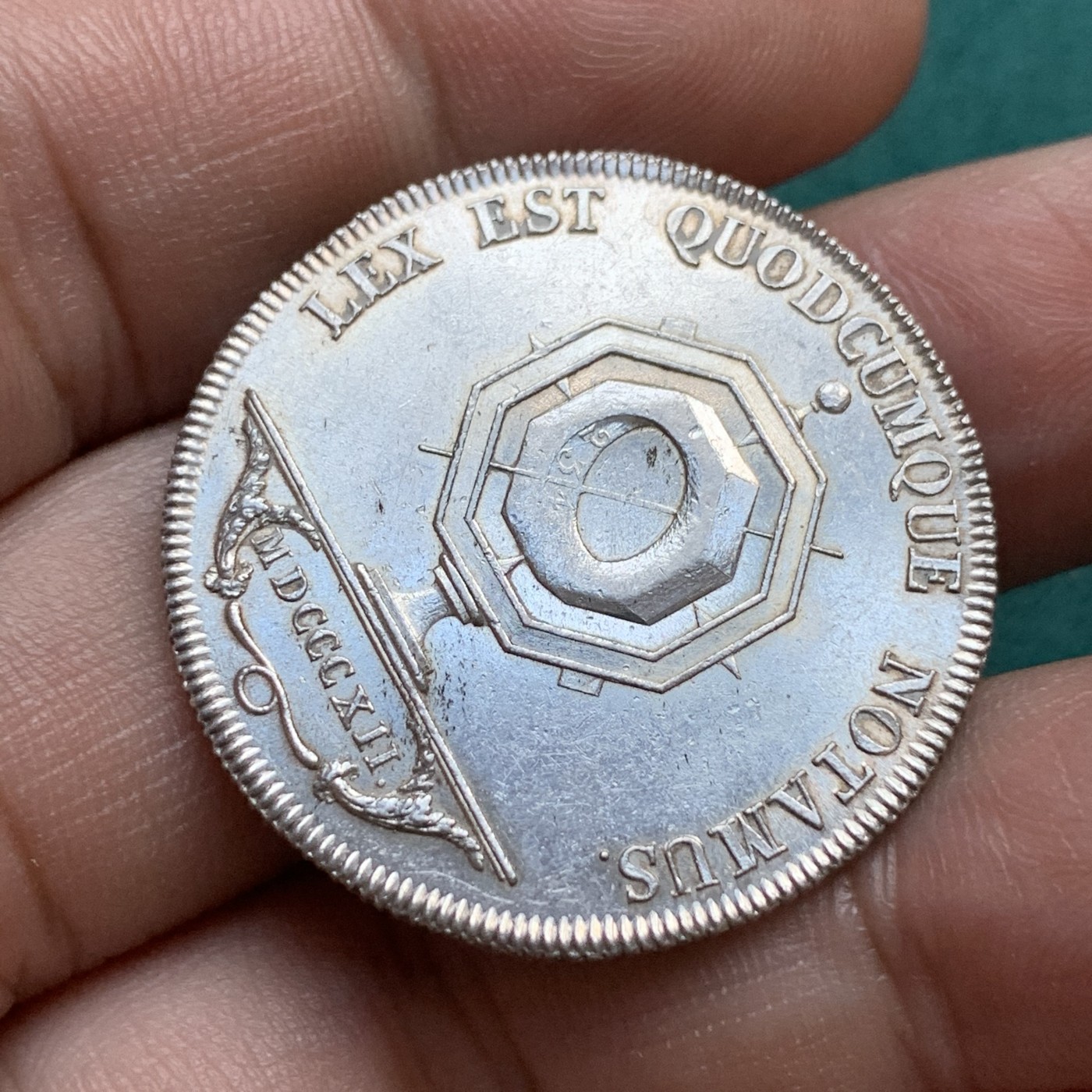 《竞宝斋》八角代币+章牌专场！第182场-周日，周一，周二 3场 (全场包邮) 法国1812年拿破仑时期里昂公证人，12.32g，32mm