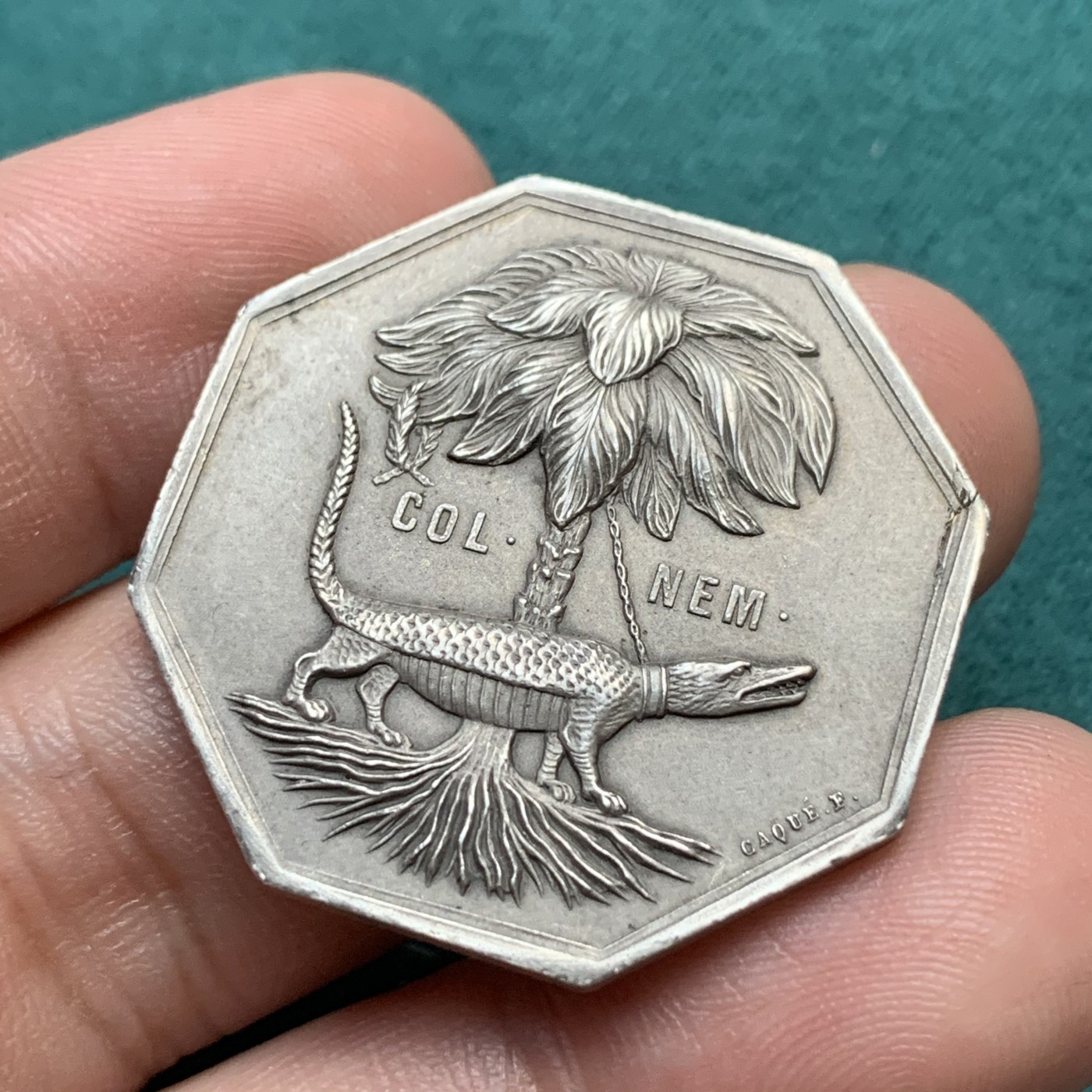 《竞宝斋》八角代币+章牌专场！第182场-周日，周一，周二 3场 (全场包邮) 法国八角银质代币jeton，嘉德地区科学与艺术学院，13.90g，32.5mm，丰饶角+1银标