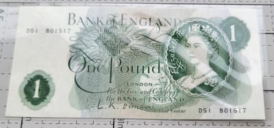 第14次拍卖--英联邦领土硬币、精制银币、纪念币，纸钞 - Bank of England 1960 - 1 Pound, Signature: L. K. O'Brien P374a Good for Collections