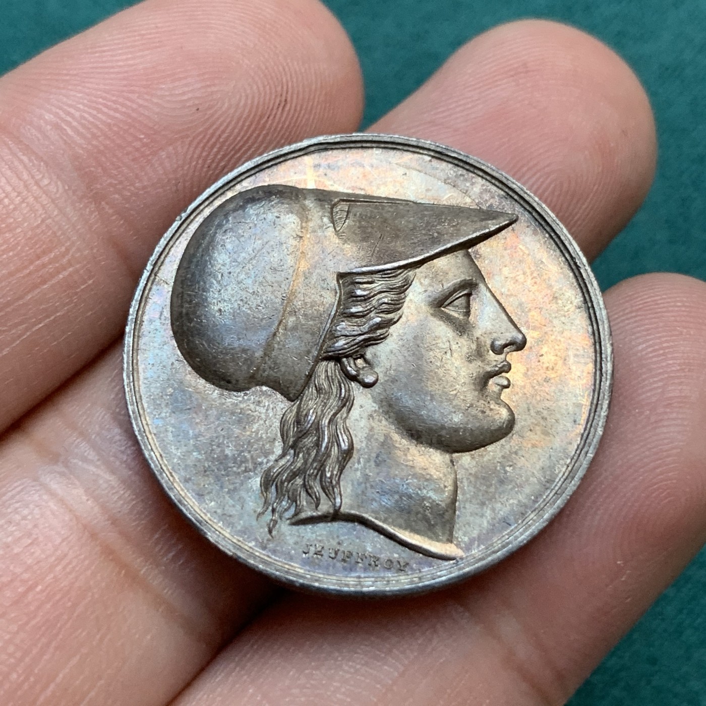 《竞宝斋》八角代币+章牌专场！第182场-周日，周一，周二 3场 (全场包邮) 法国鲁昂自由模拟社会银质jeton，8.27g，29mm，烟斗边铭