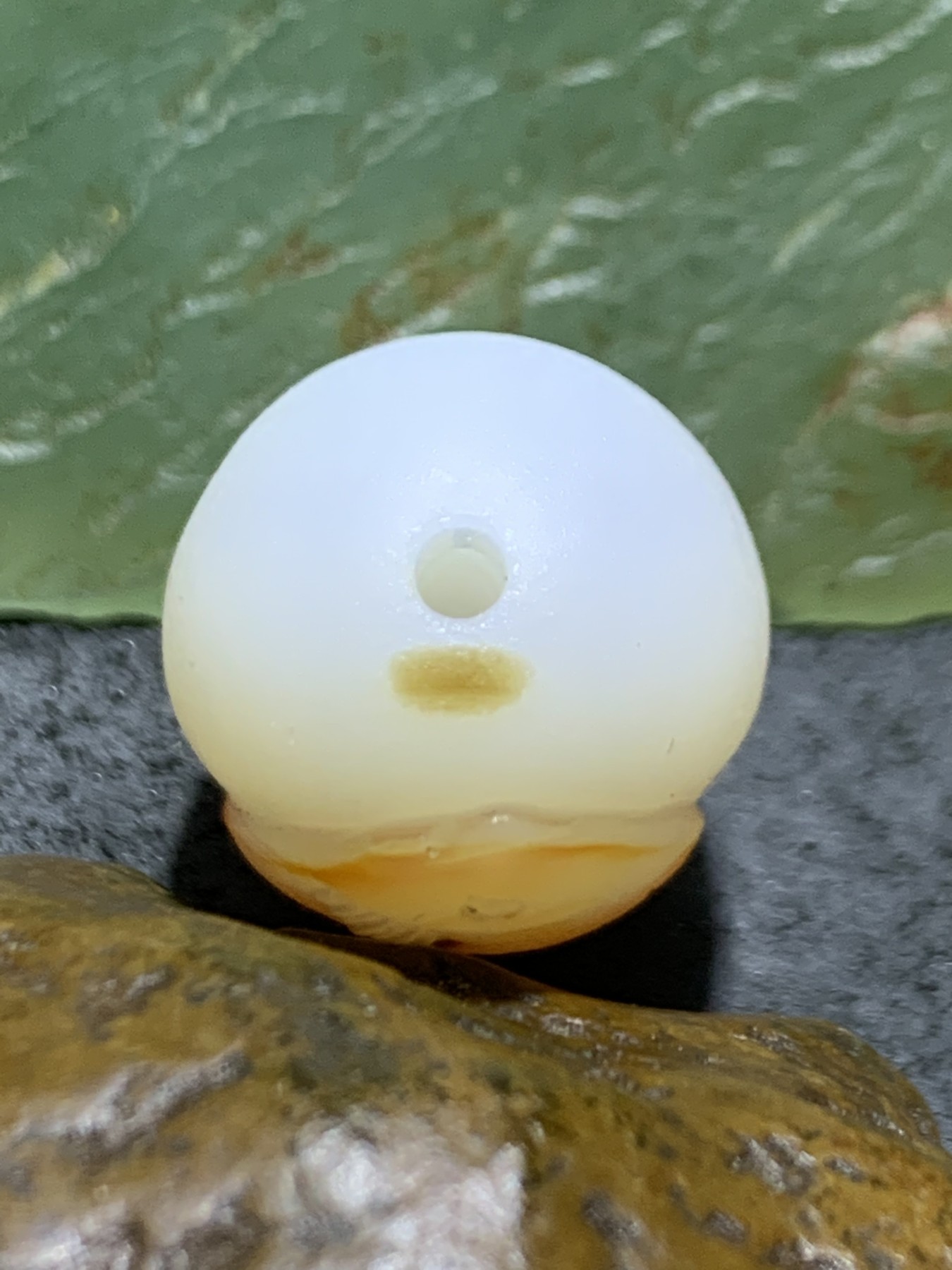 精美亚光高玉化海洋玉髓手工俏色巧雕富贵有余桶珠一个