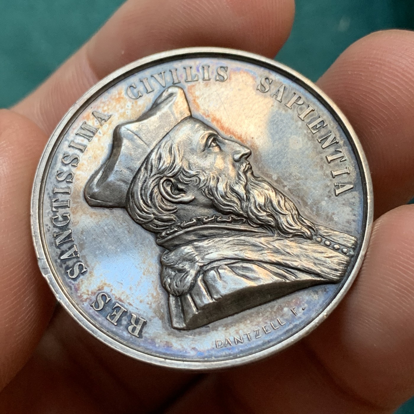 《竞宝斋》八角代币+章牌专场！第182场-周日，周一，周二 3场 (全场包邮) 法国银章，图卢兹立法学院，约瑟夫·丹泽尔半身像，17.39g，35mm，丰饶角边铭，