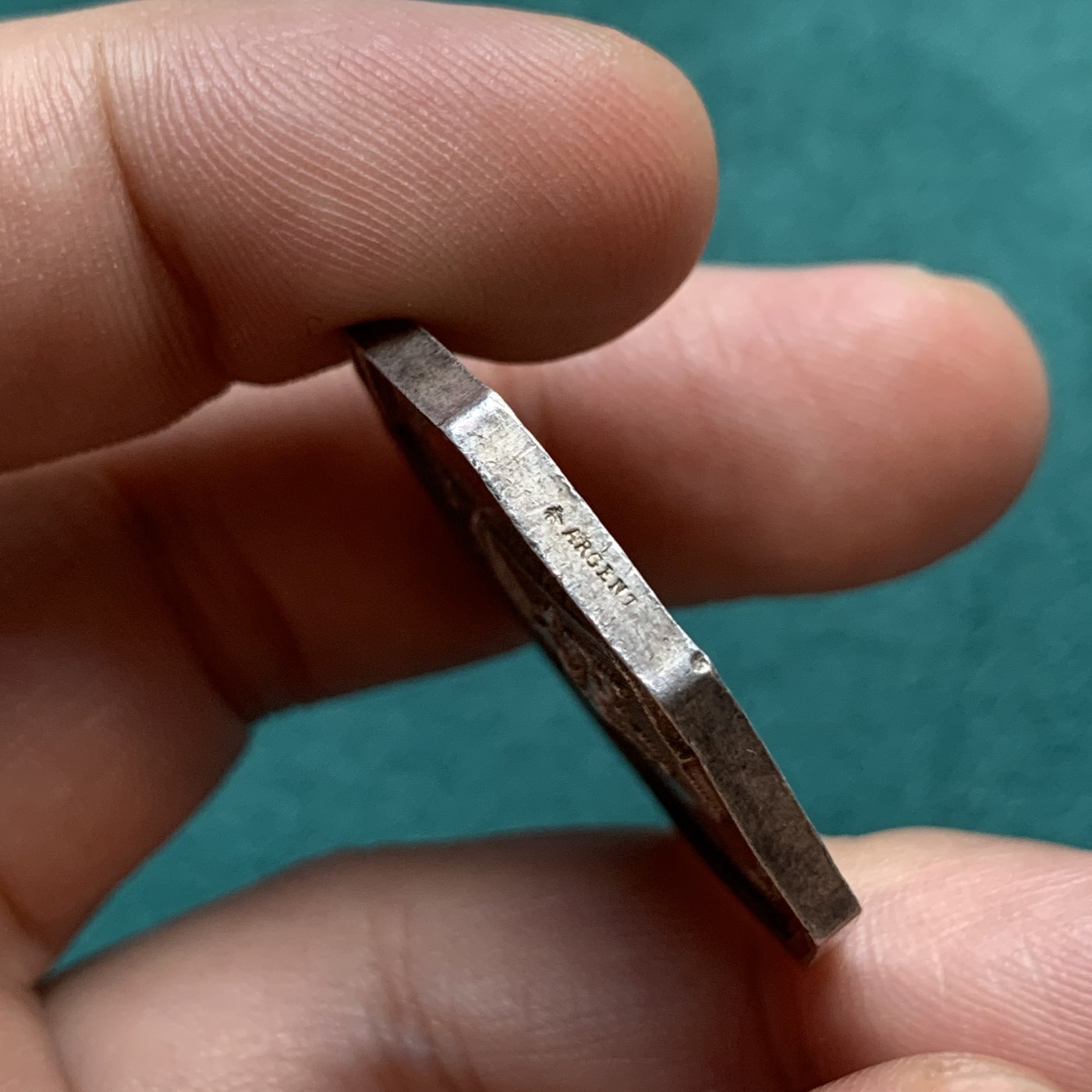 《竞宝斋》八角代币+章牌专场！第182场-周日，周一，周二 3场 (全场包邮) 法国八角银质jeton代币，里昂公证人，14.26g，32.8mm，蜜蜂边铭