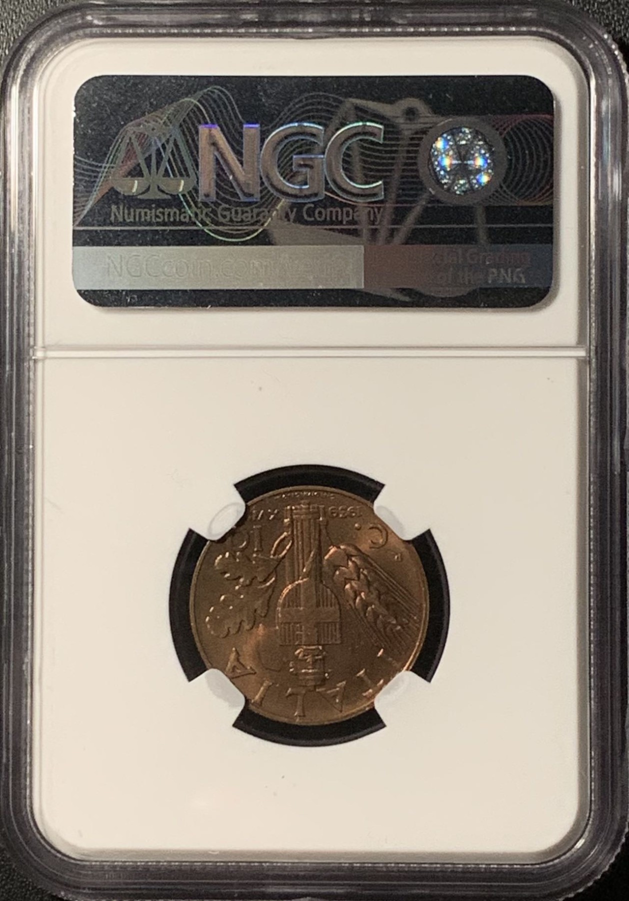 紫瑗钱币——第286期拍卖 意大利 1939年 伊曼纽埃三世 10分 铜币 NGC MS64 RB