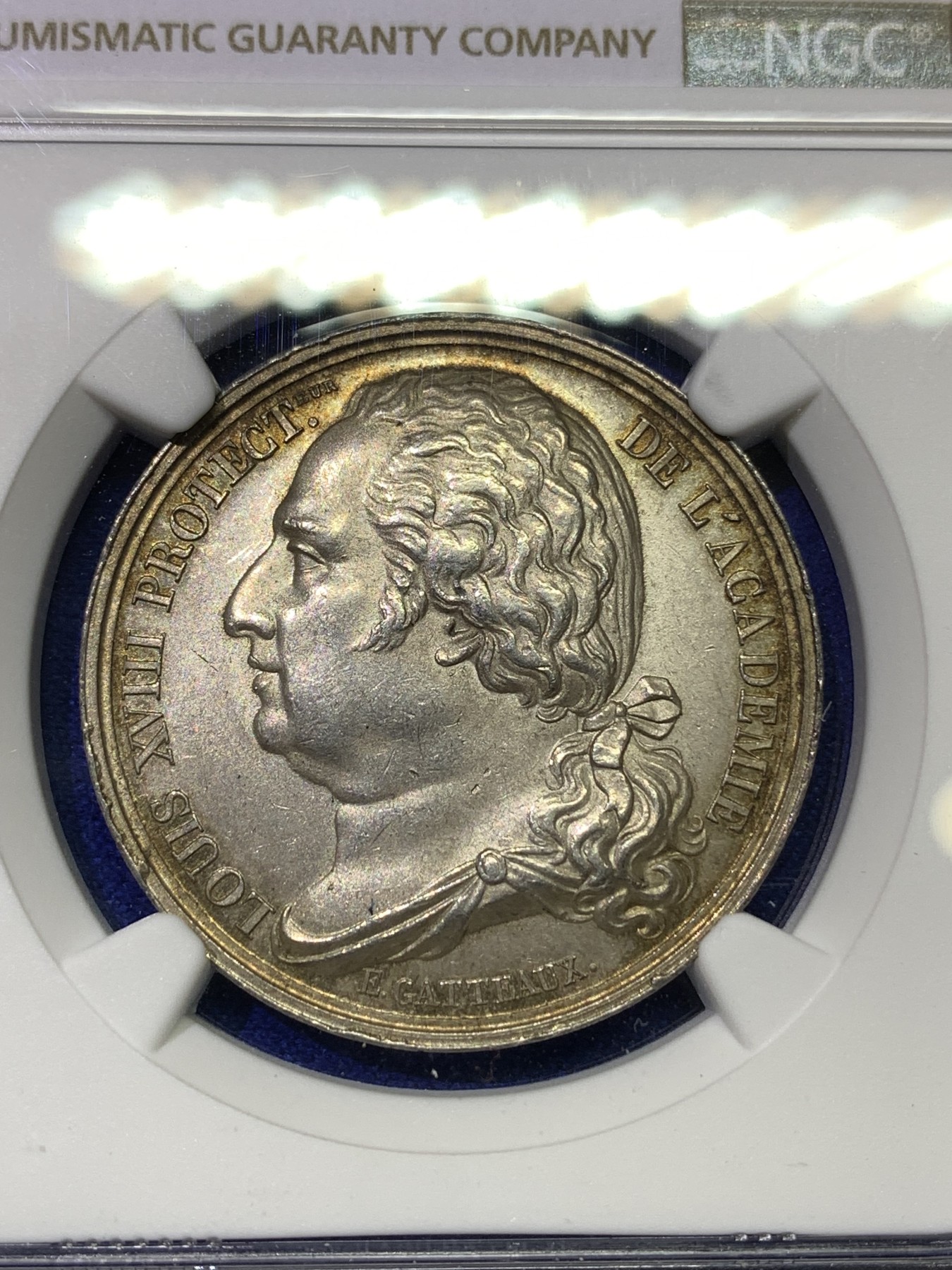 《竞宝斋》八角代币+章牌专场！第182场-周日，周一，周二 3场 (全场包邮) NGC-MS62 法国1808年路易十八 jeton银质代用币 这版式有原光深彩 非常漂亮