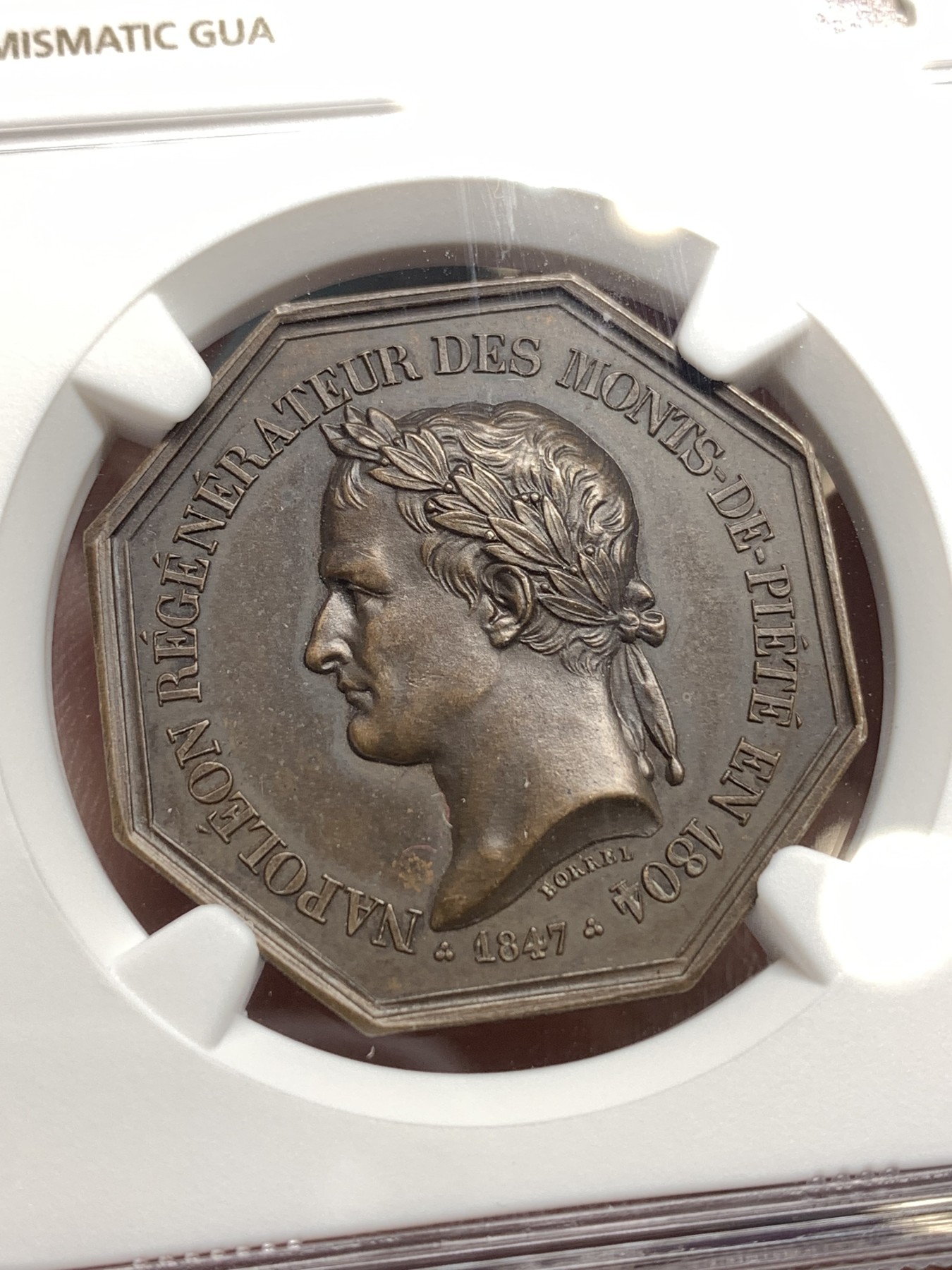 《竞宝斋》八角代币+章牌专场！第182场-周日，周一，周二 3场 (全场包邮) NGC-MS63 法国鲁昂的拿破仑一世蒙德皮埃特八角红铜代币