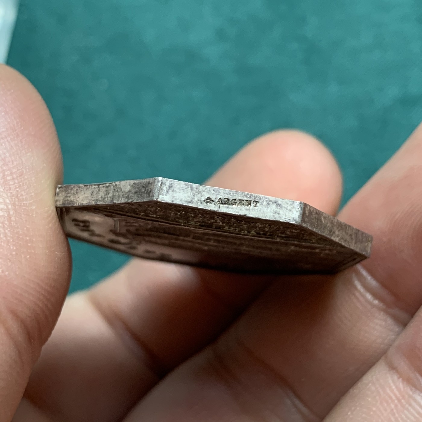 《竞宝斋》八角代币+章牌专场！第182场-周日，周一，周二 3场 (全场包邮) 法国八角银质代币，波尔多地区公证人，20.20g，33.5mm，蜜蜂边铭