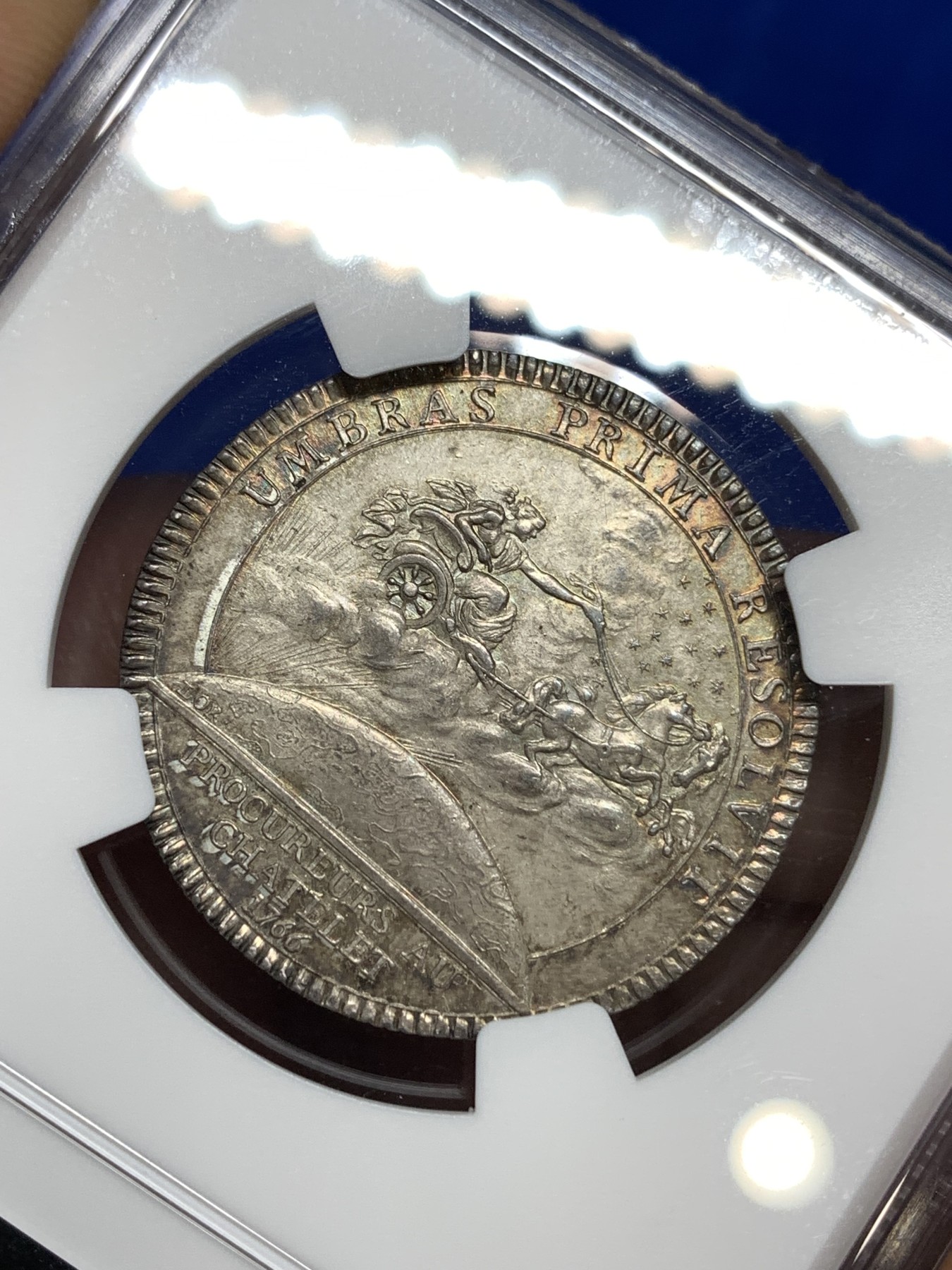 《竞宝斋》八角代币+章牌专场！第182场-周日，周一，周二 3场 (全场包邮) NGC-MS62 法国18世纪夏莱特检察官银质jeton，经典的天马行空设计