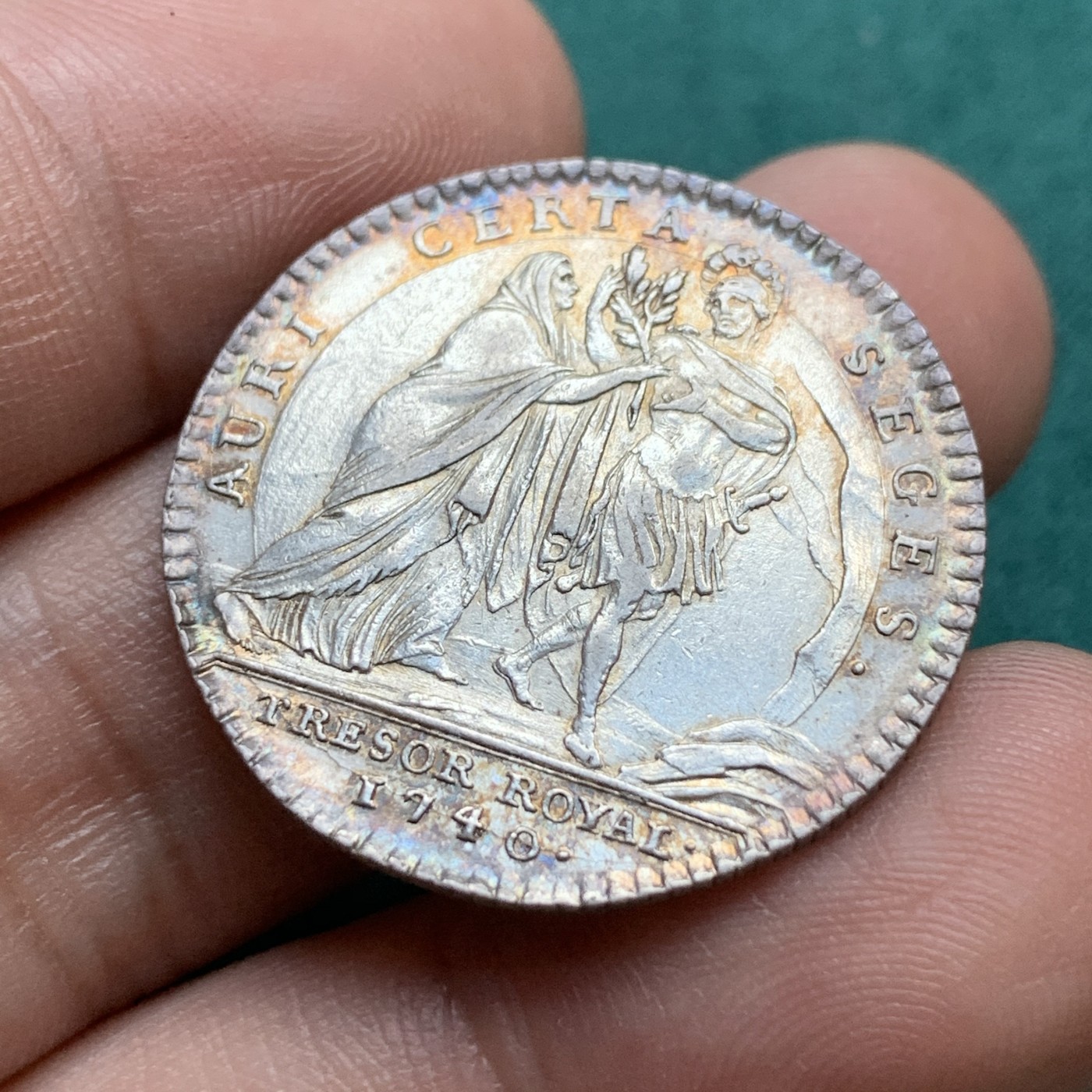 《竞宝斋》八角代币+章牌专场！第182场-周日，周一，周二 3场 (全场包邮) 法国1740年路易十五皇家宝藏银质jeton，6.85g，29mm，