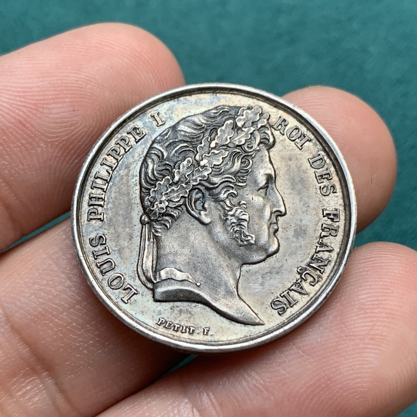 《竞宝斋》八角代币+章牌专场！第182场-周日，周一，周二 3场 (全场包邮) 法国坎特勒市政委员会银质代币，9.05g，7.3mm，船首边铭（1842-1845）