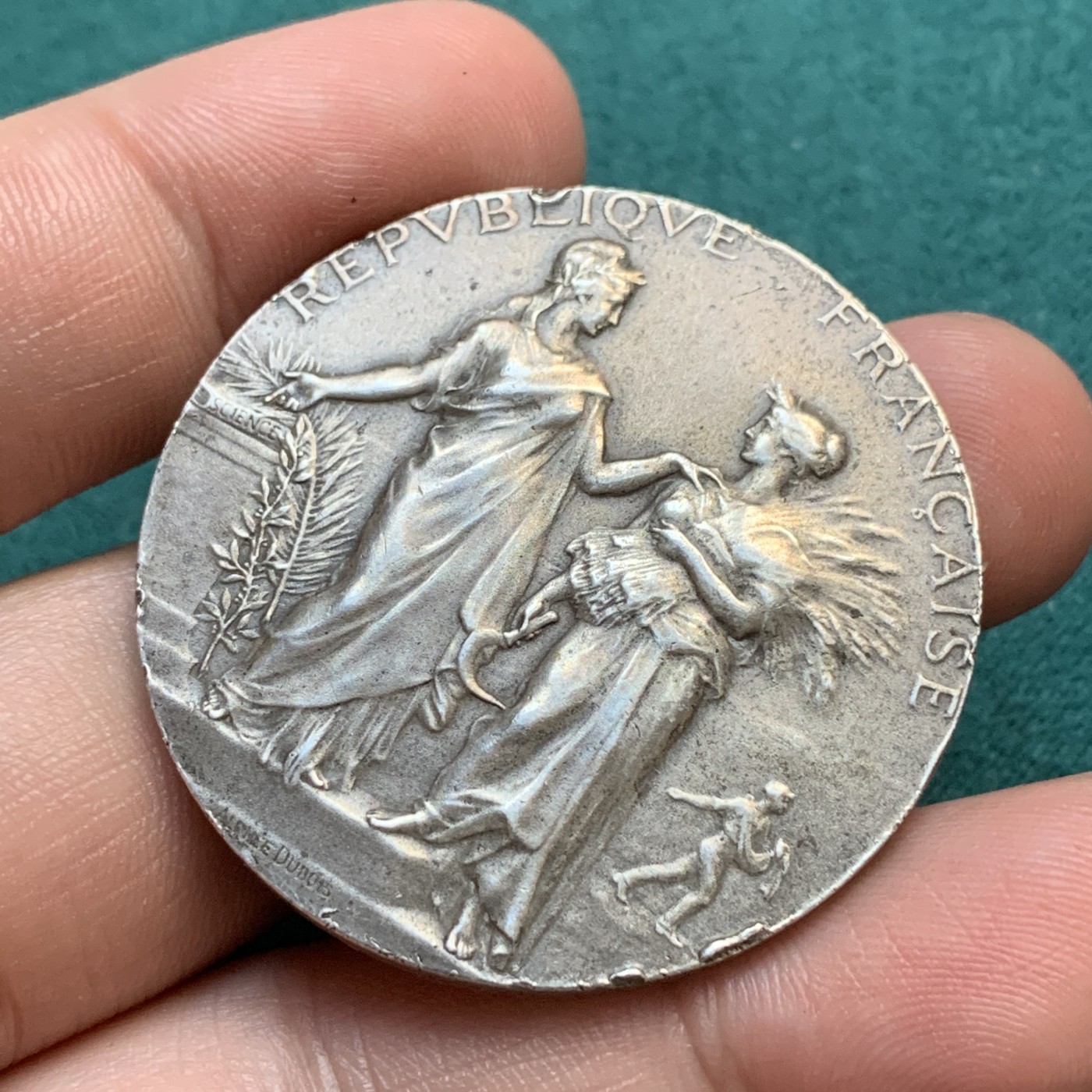 《竞宝斋》八角代币+章牌专场！第182场-周日，周一，周二 3场 (全场包邮) 法国农业银章，36.65g，41mm，丰饶角边铭，边道有磕碰