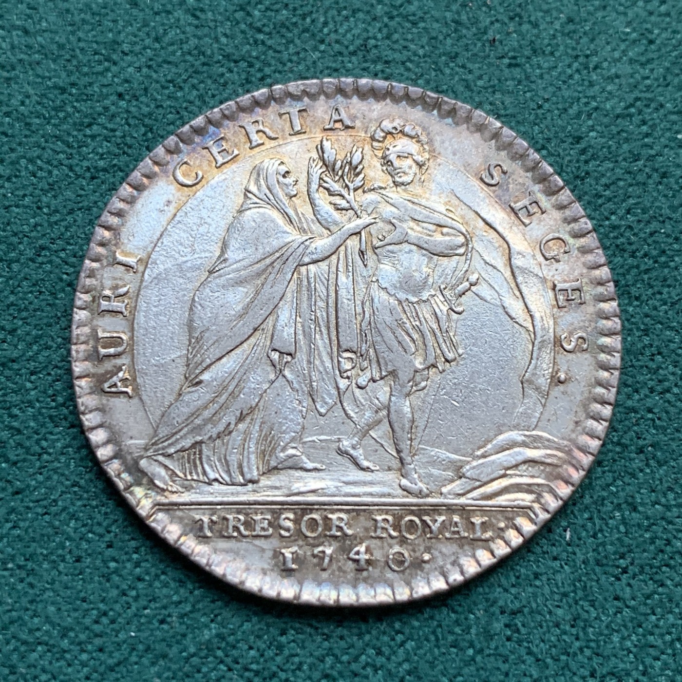 《竞宝斋》八角代币+章牌专场！第182场-周日，周一，周二 3场 (全场包邮) 法国1740年路易十五皇家宝藏银质jeton，6.85g，29mm，