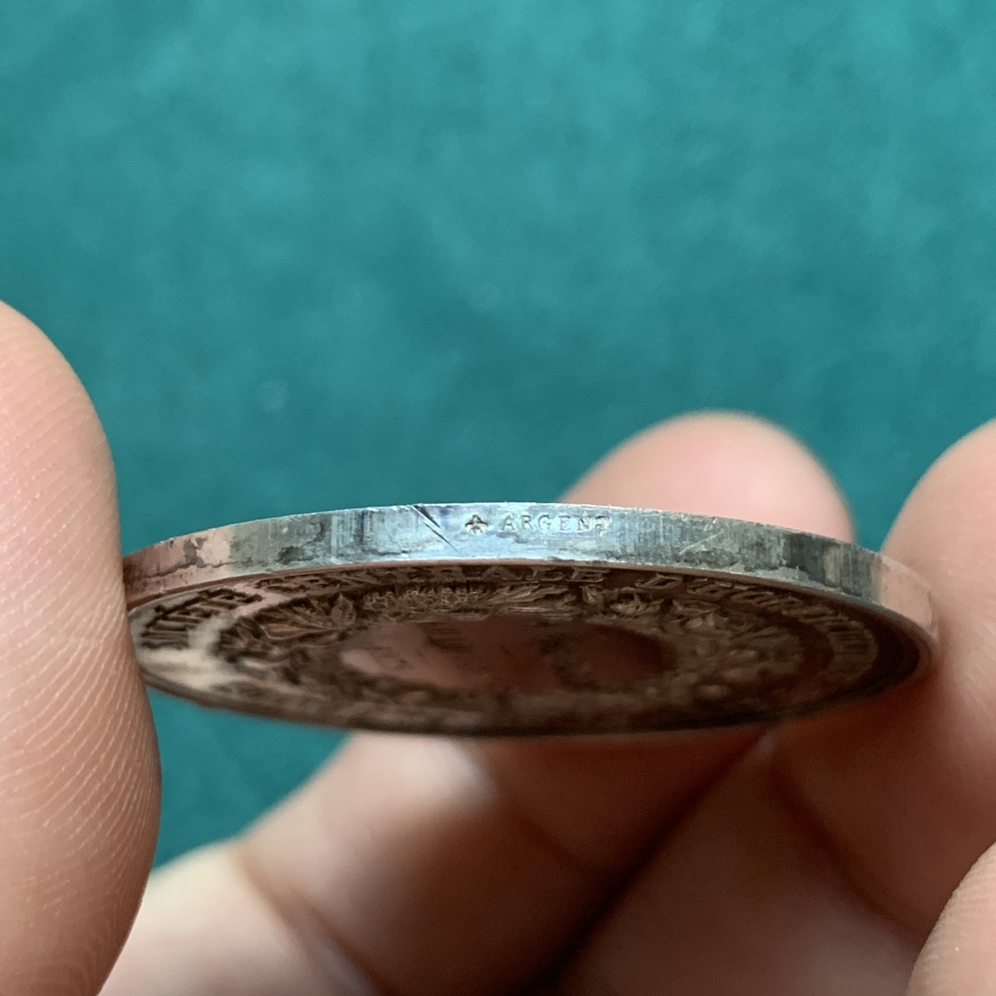 《竞宝斋》八角代币+章牌专场！第182场-周日，周一，周二 3场 (全场包邮) 法国园艺协会银质jeton，21.77g，37mm，蜜蜂边铭，高点俱在，边有轻磕