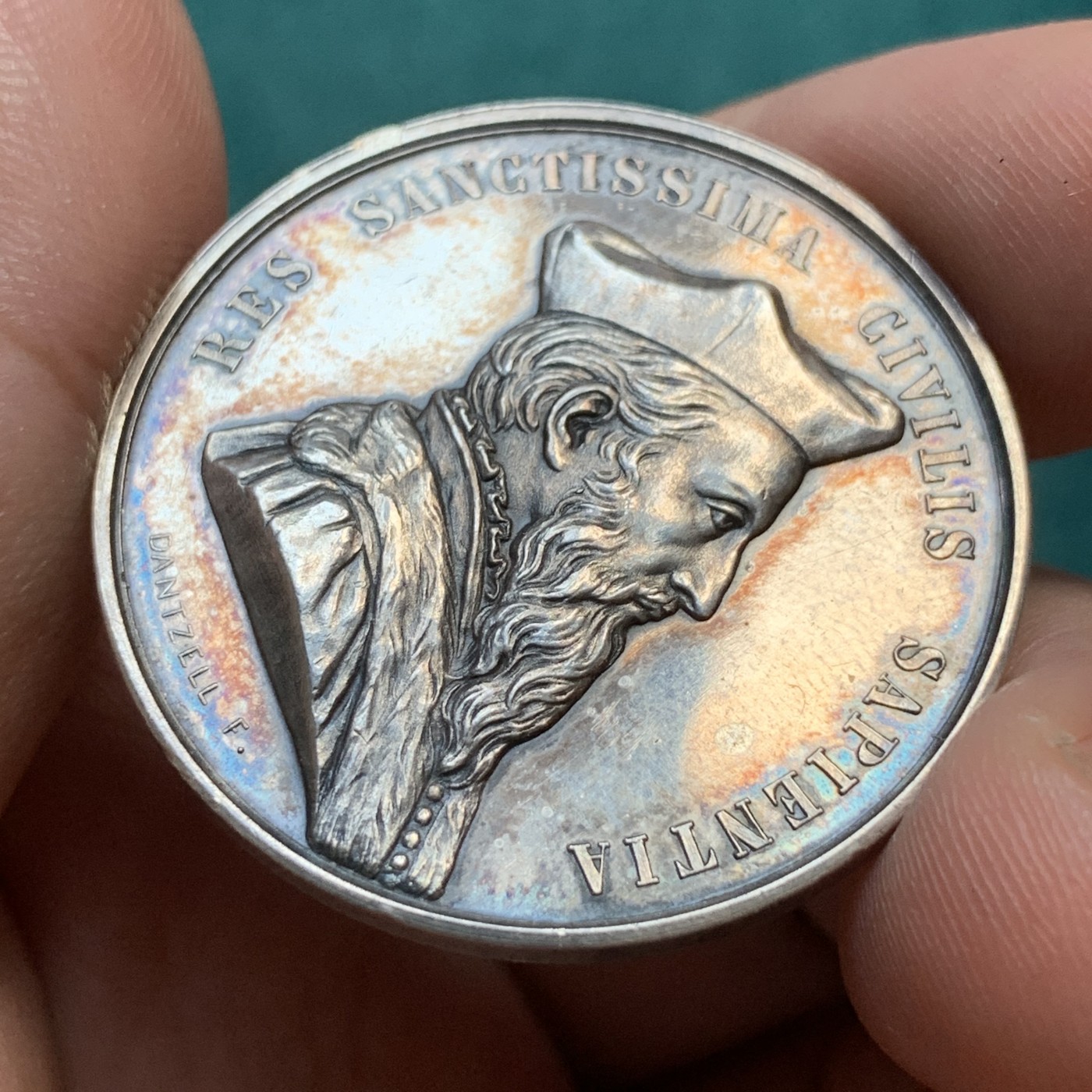 《竞宝斋》八角代币+章牌专场！第182场-周日，周一，周二 3场 (全场包邮) 法国银章，图卢兹立法学院，约瑟夫·丹泽尔半身像，17.39g，35mm，丰饶角边铭，