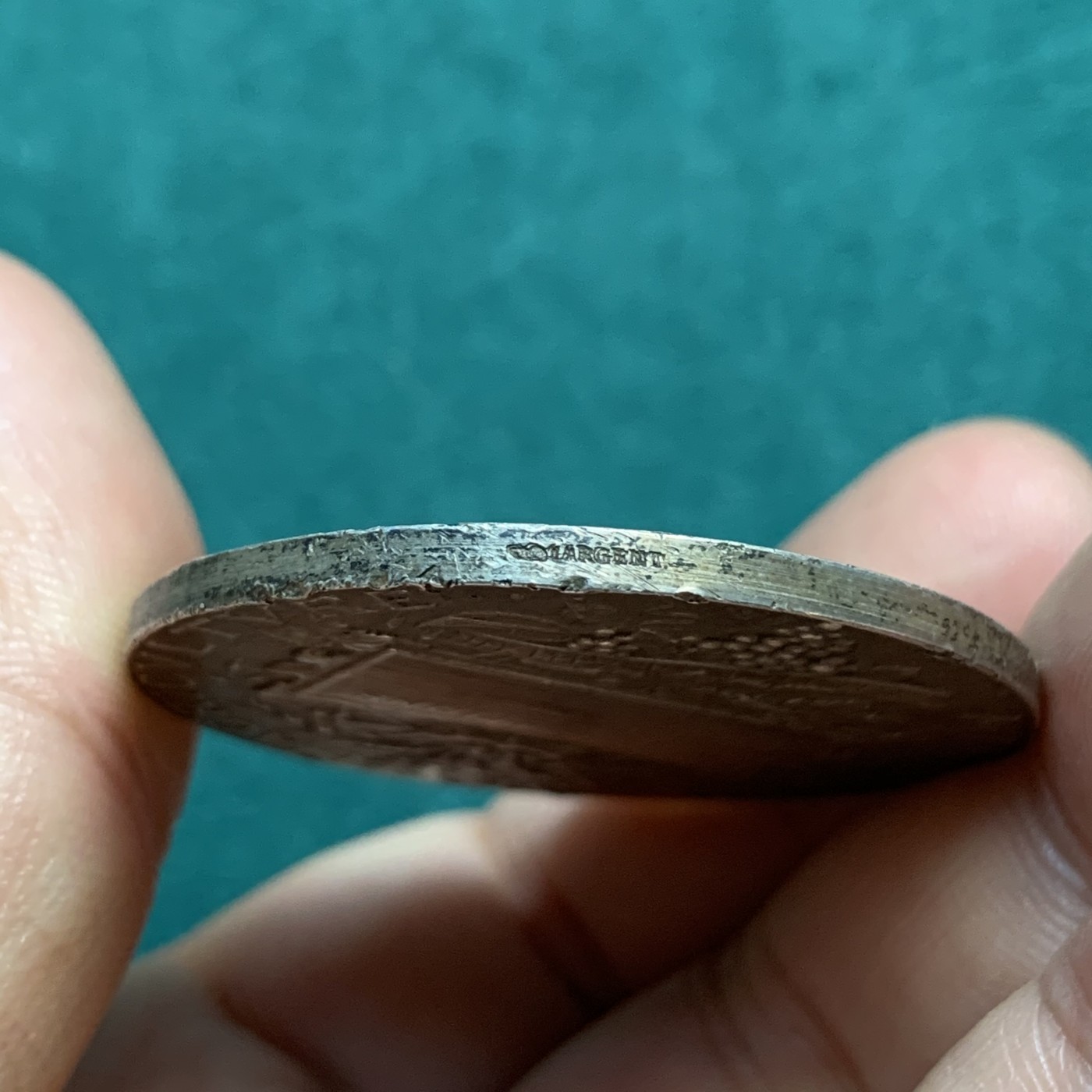 《竞宝斋》八角代币+章牌专场！第182场-周日，周一，周二 3场 (全场包邮) 法国农业银章，36.65g，41mm，丰饶角边铭，边道有磕碰