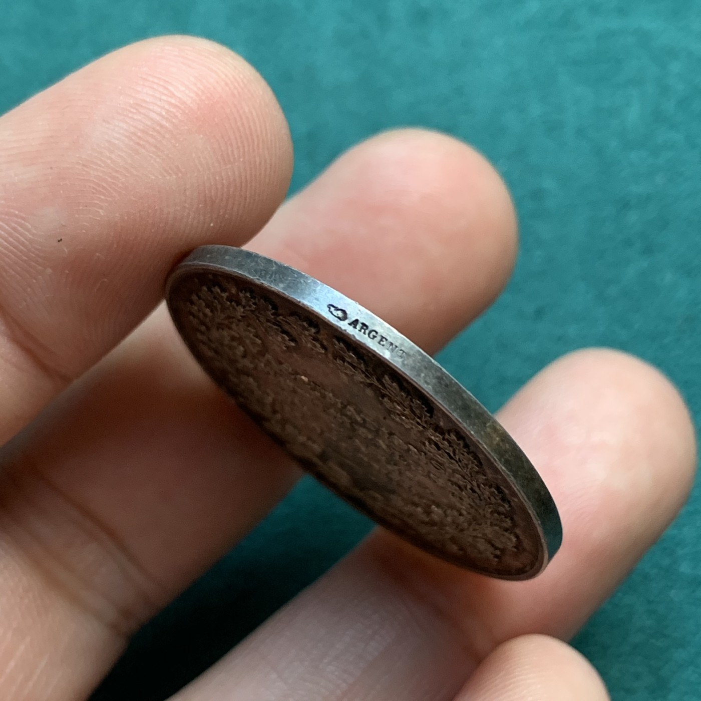 《竞宝斋》八角代币+章牌专场！第182场-周日，周一，周二 3场 (全场包邮) 法国牛痘疫苗种植纪念银质jeton，16.16g，32.5mm，丰饶角边铭